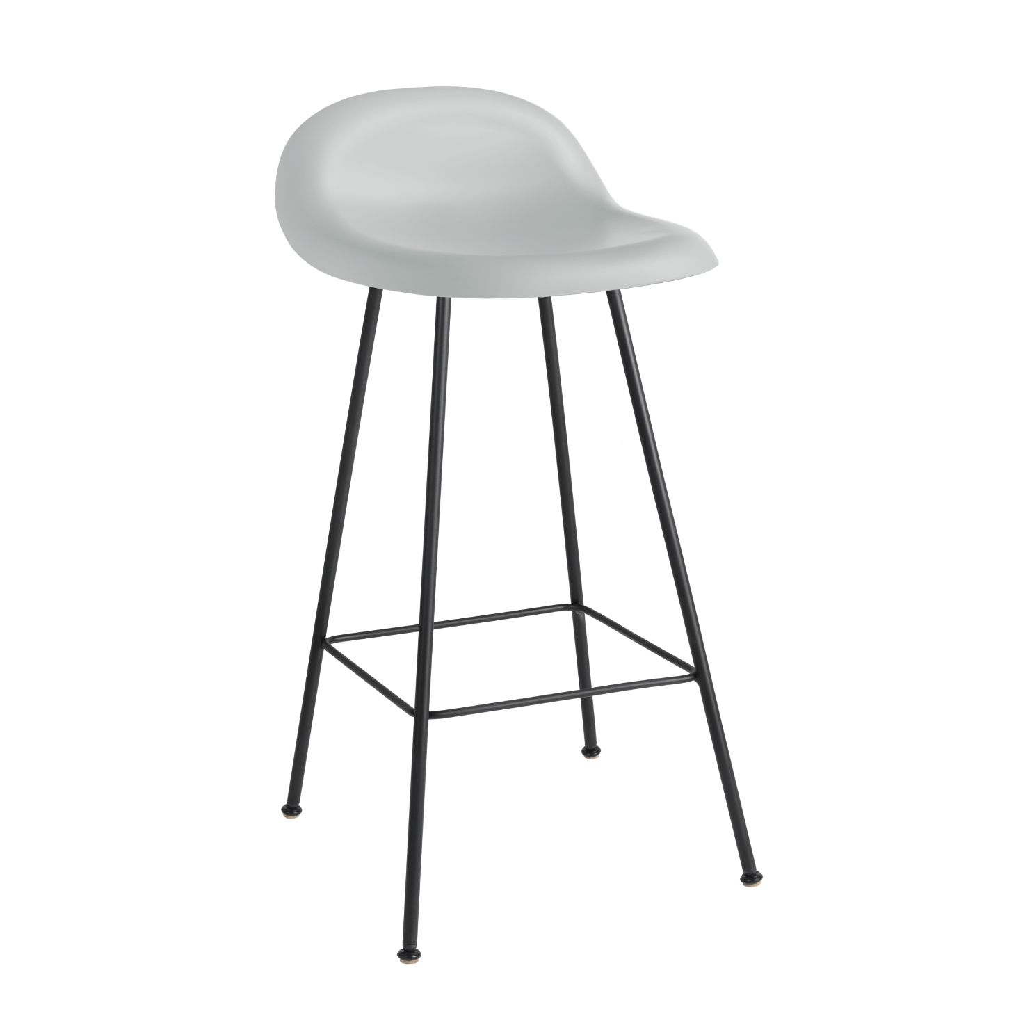GUBI 3D stool with gray seat and black base