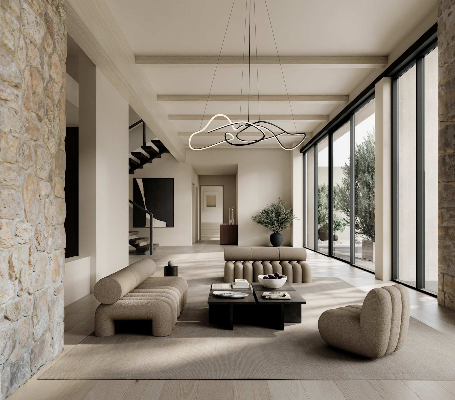 FOKU Sessel Sand Bouclé