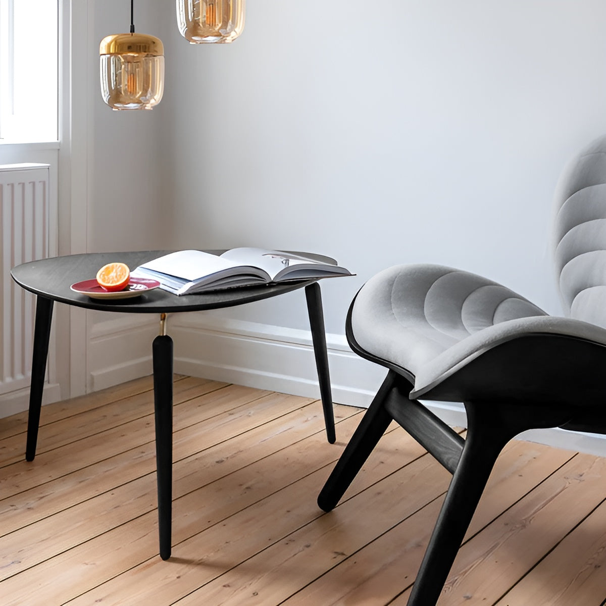 HANG OUT coffee table black oak with golden supports