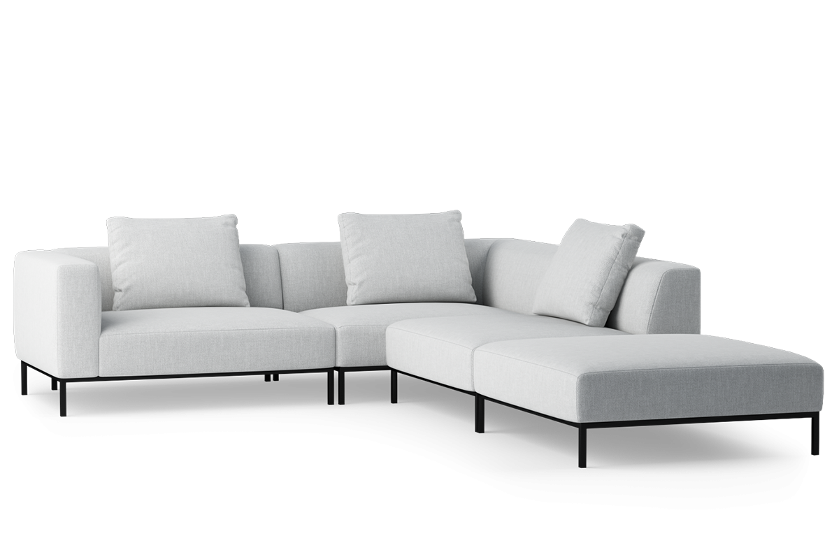 Modularer offener Ecksofa HOLDEN mit schwarzem Gestell