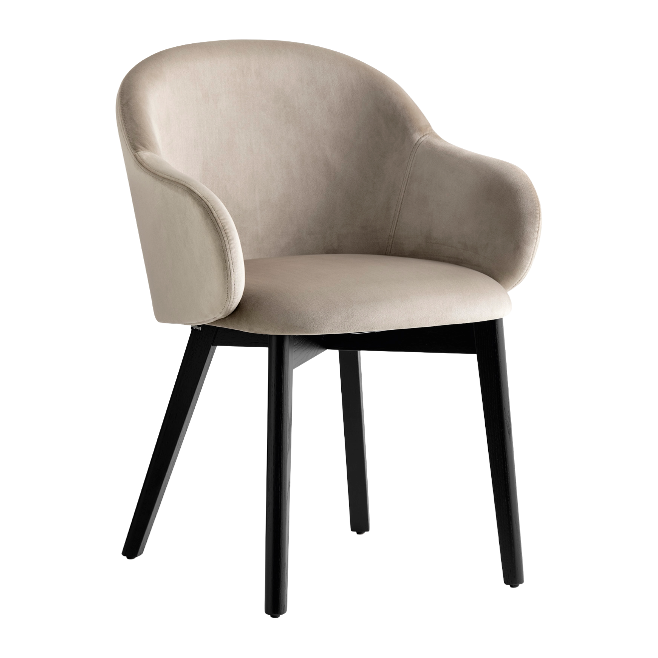 HOLLY FAB Armchair upholstered with a black wooden base