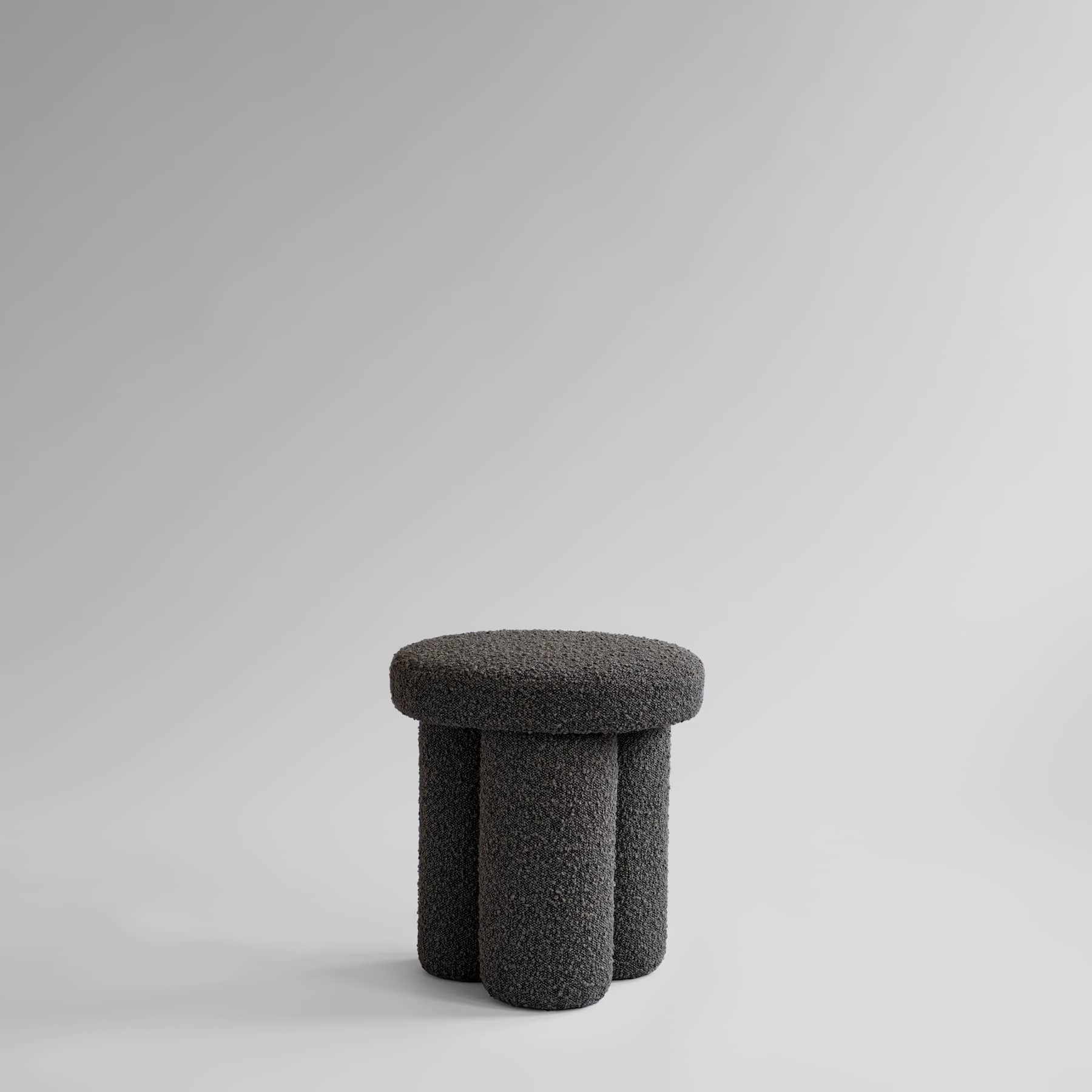 BIG FOOT stool in gray-brown bouclé