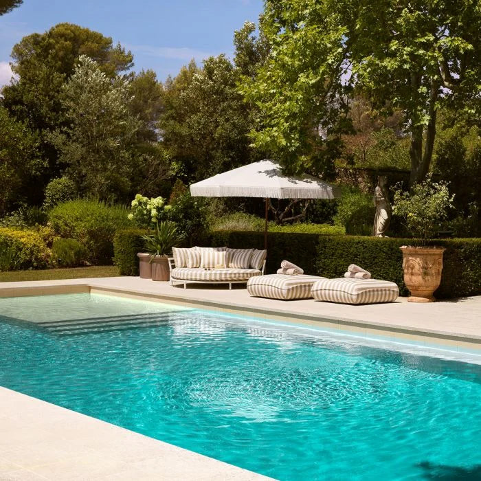 Sofa für den Außenbereich LAGUNO weiß mit cremefarbenem Bezug