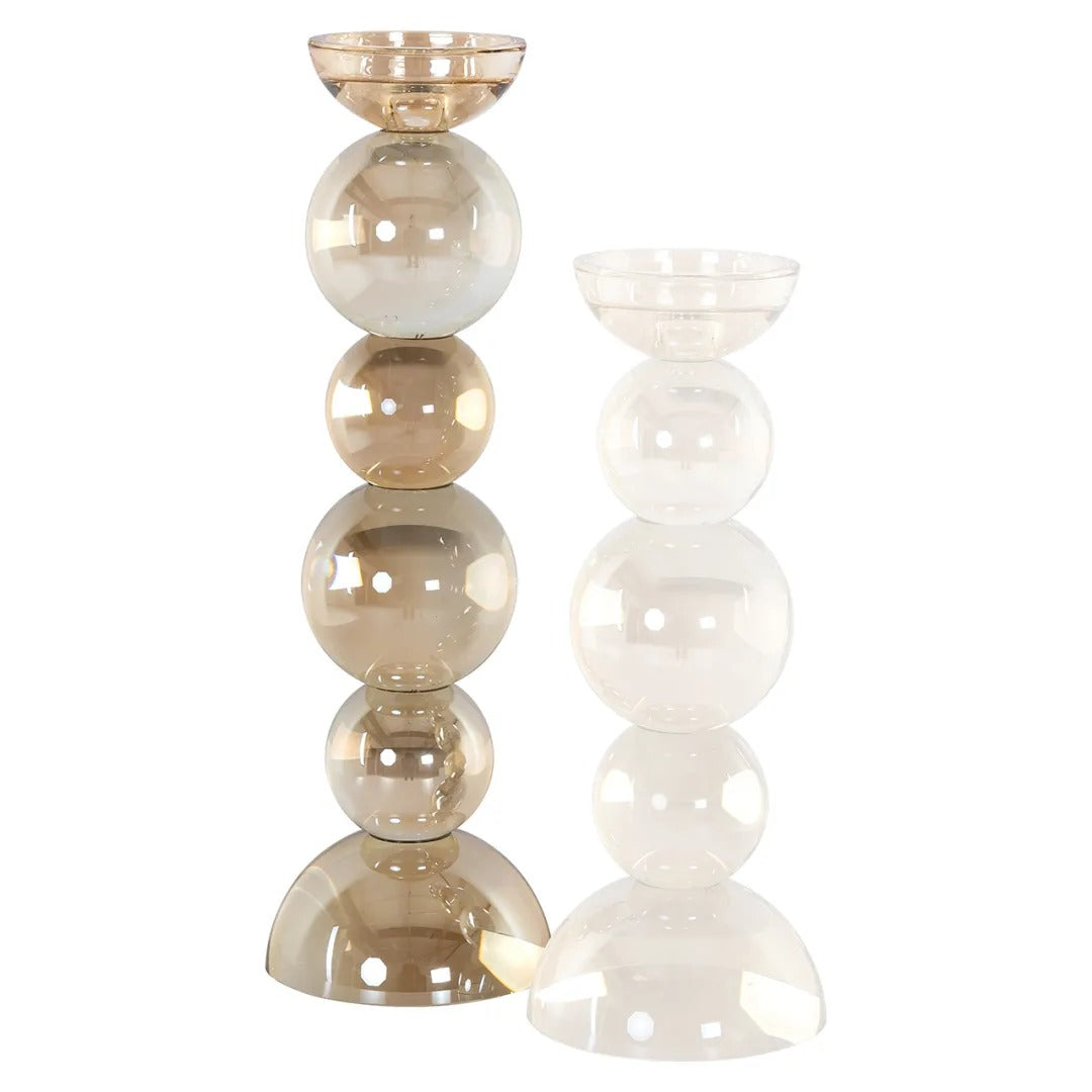EMIE brown glass candlestick