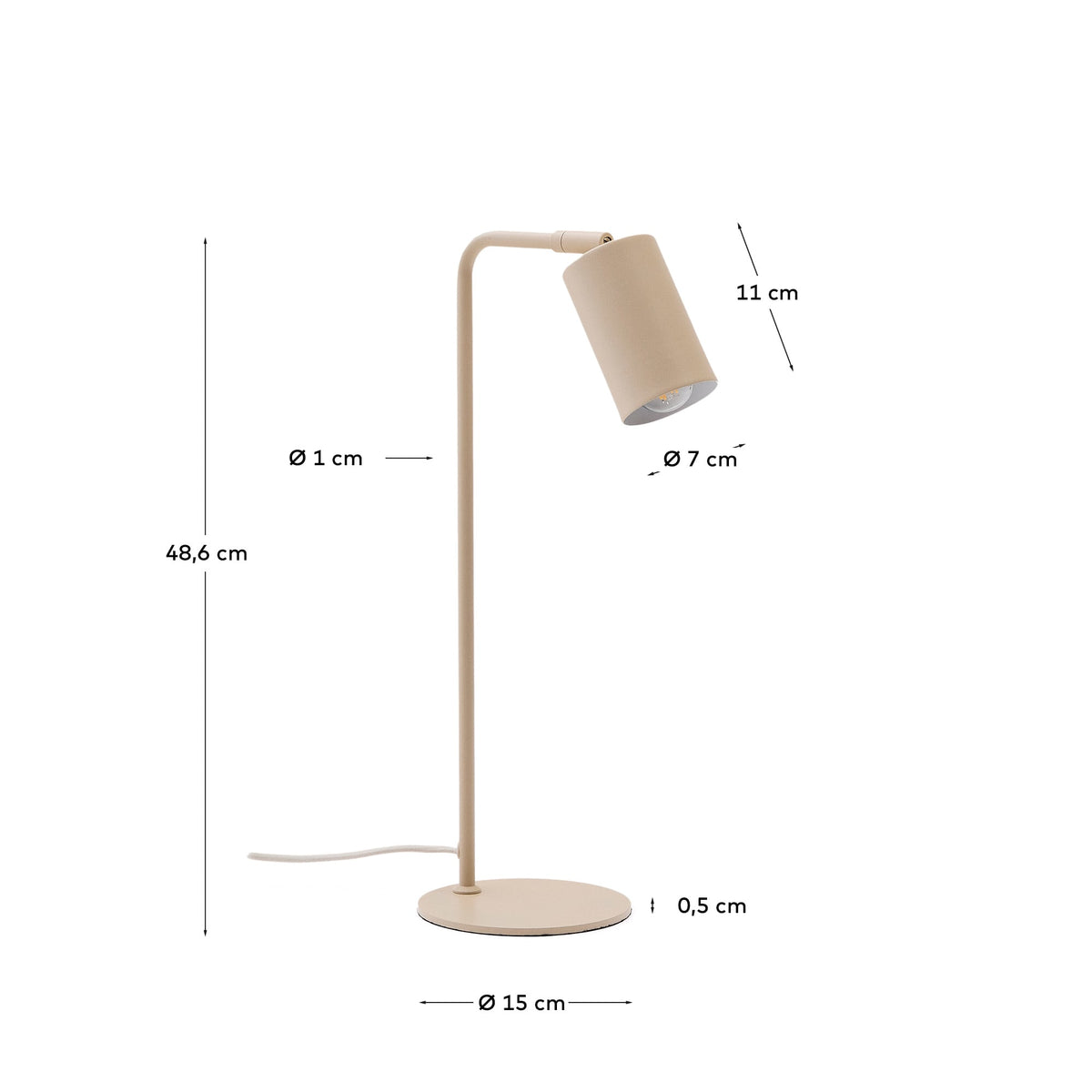 Lampa biurkowa MANIE beżowy teksturowany metal – wymiary