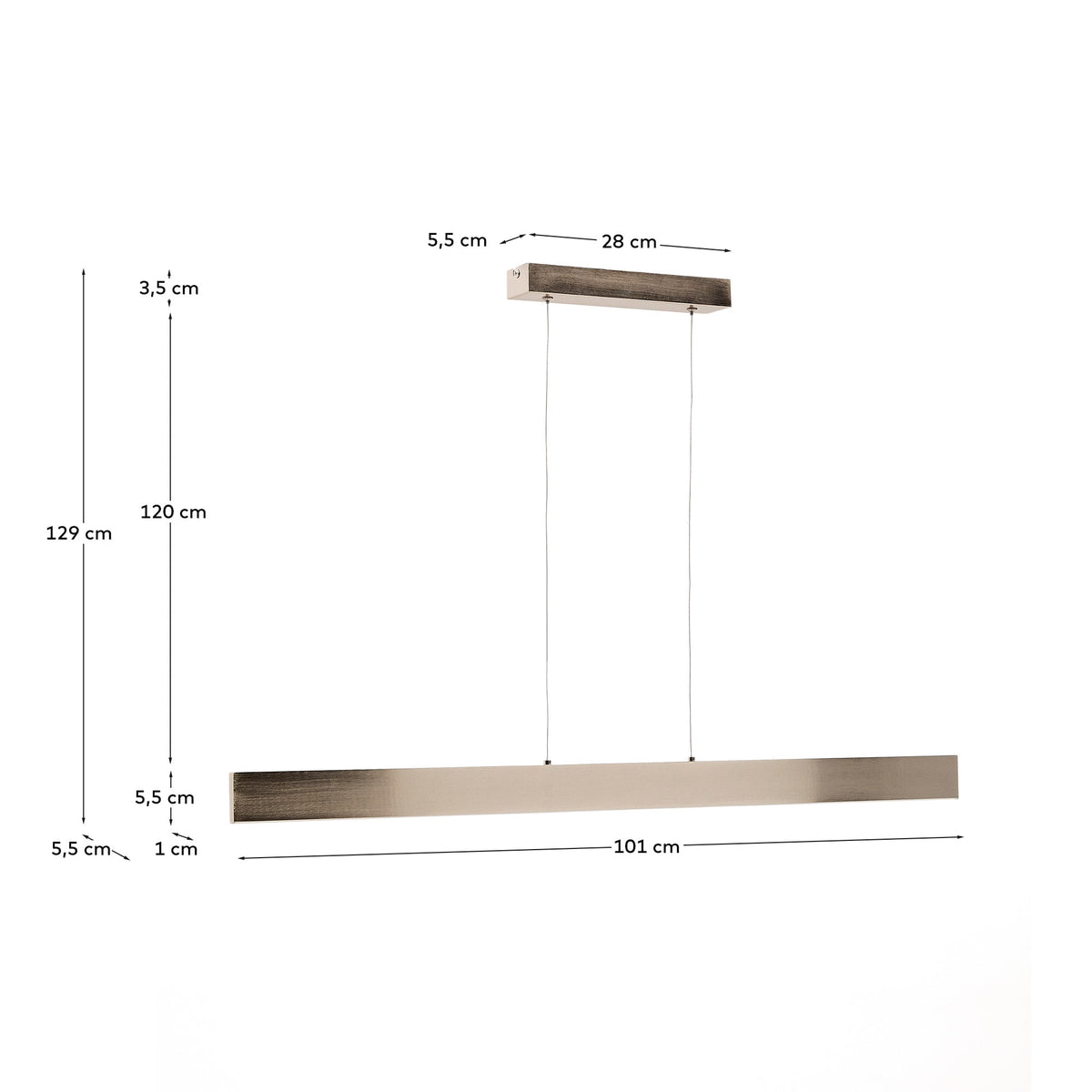 Lampa sufitowa liniowa BOADELLA srebrny aluminium – wymiary