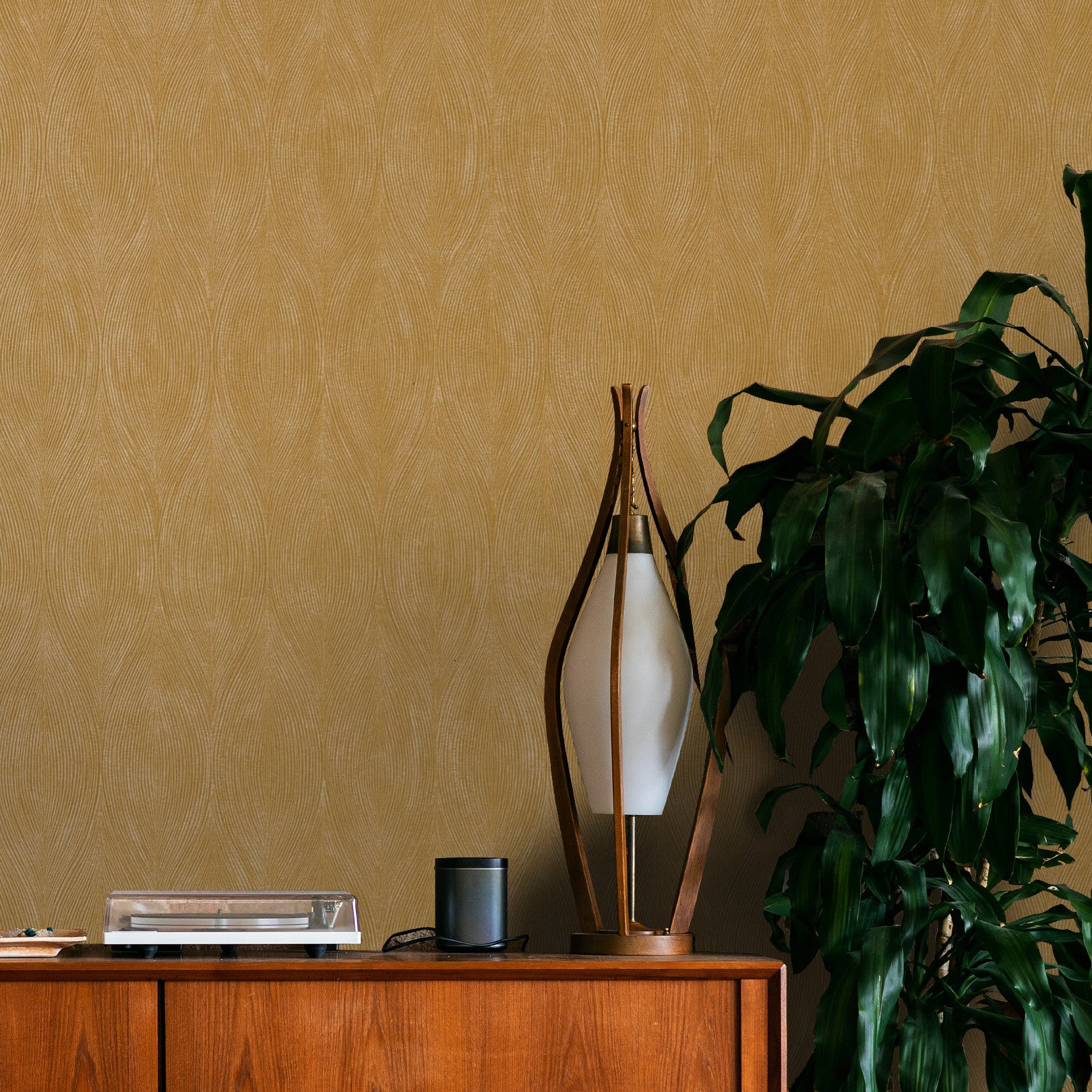 Strukturierte metallische Tapete mit abstraktem Muster KERAMOS - JAUNE D'OR dunkelgelb