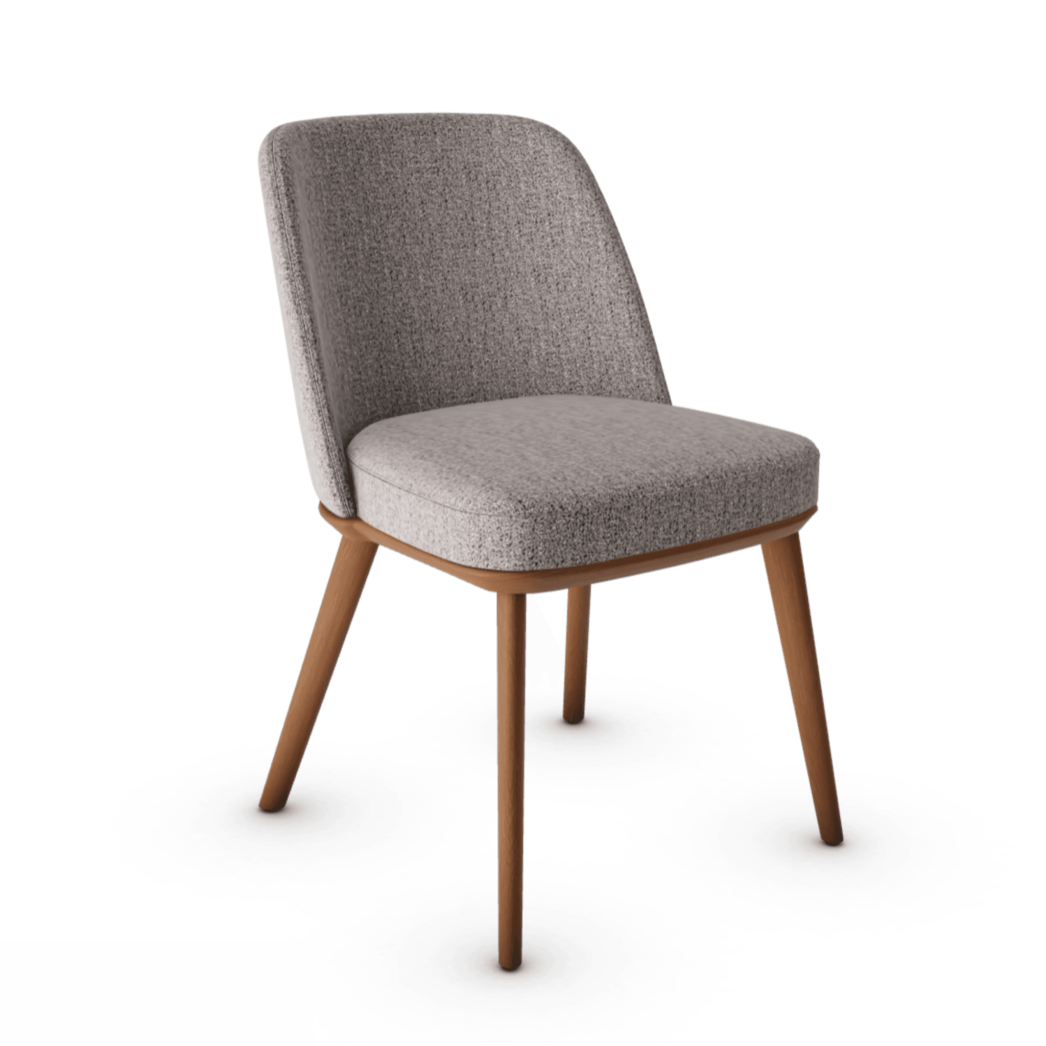Krzesło FOYER boucle taupe z drewnianą podstawą Calligaris drewniana orzech włoski   Eye on Design