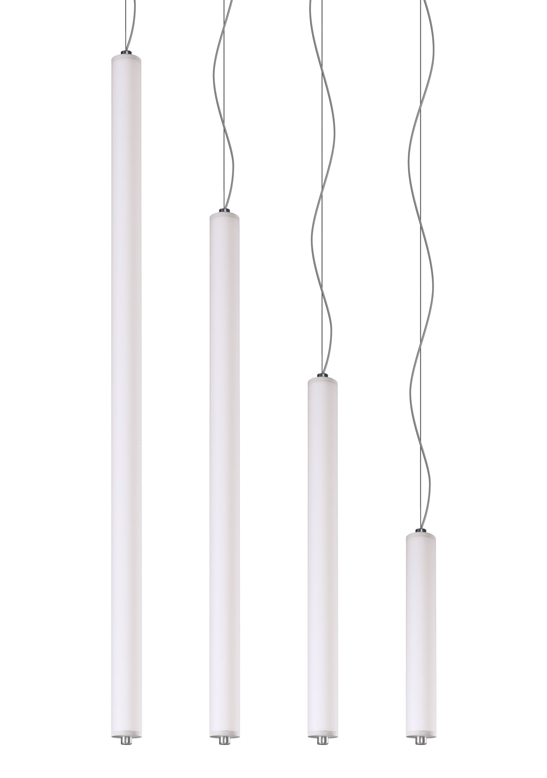 LONGA vertikale Hängelampe, milchiger Schirm mit Betondetail