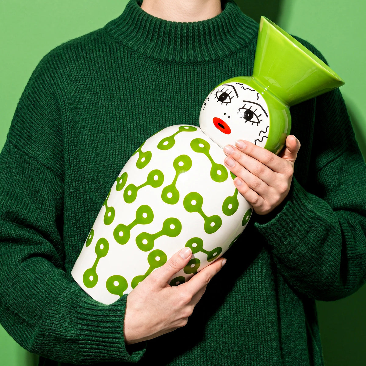 Vase mit Deckel CANOPIE - PIETRA grün mit Weiß