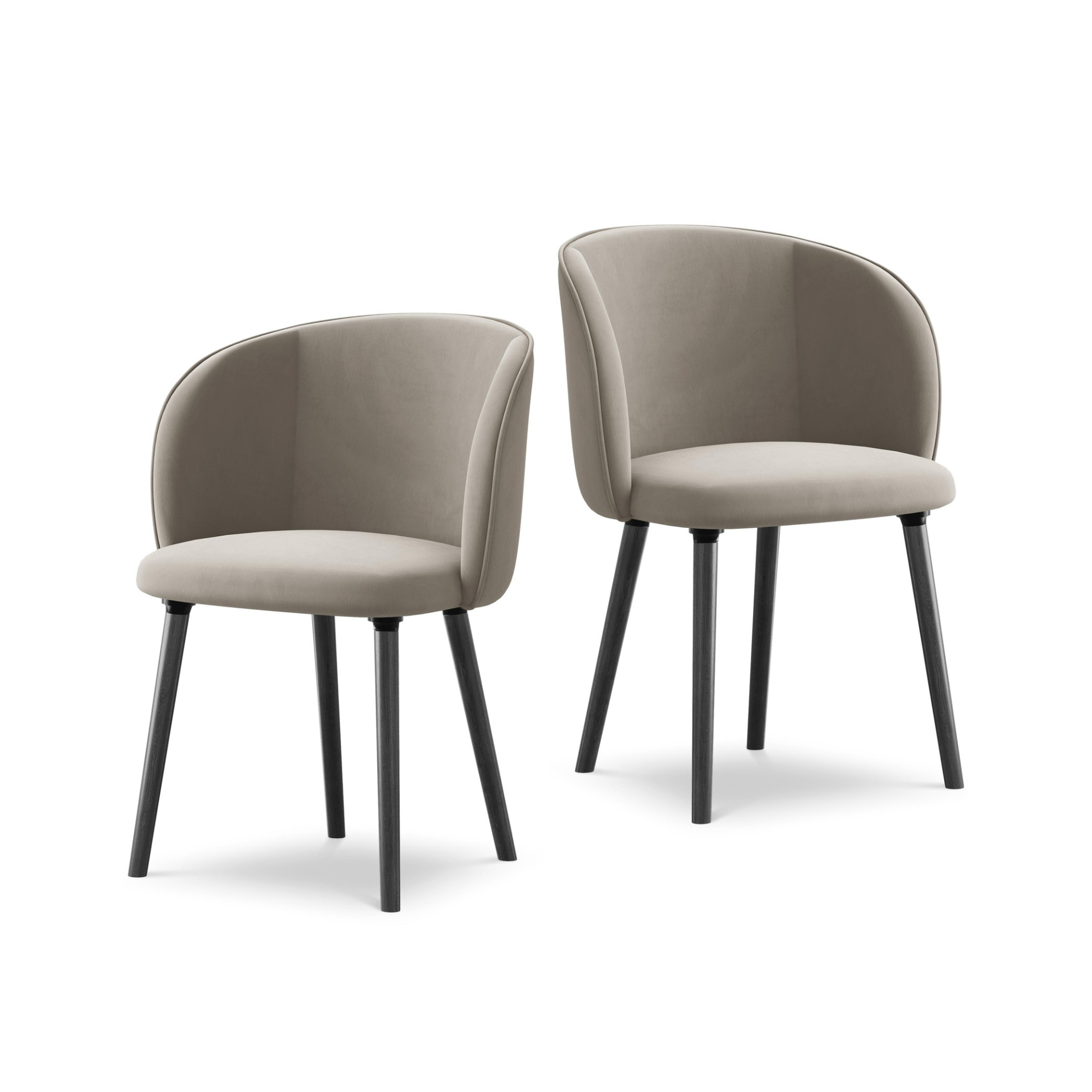Samtstuhl MAIA taupe mit schwarzem Eichenfuß