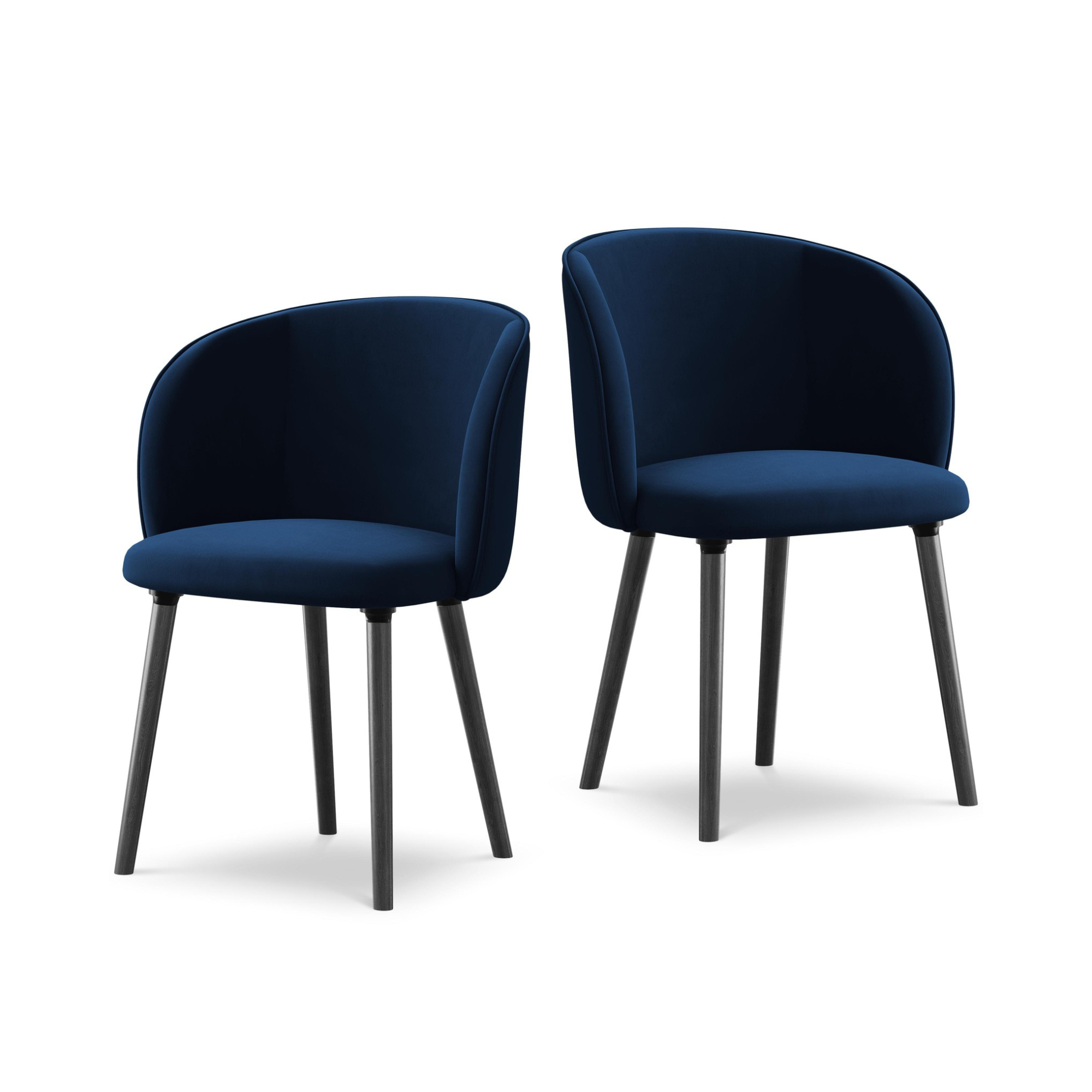 Samtstuhl MAIA in königsblau mit schwarzem Eichenfuß