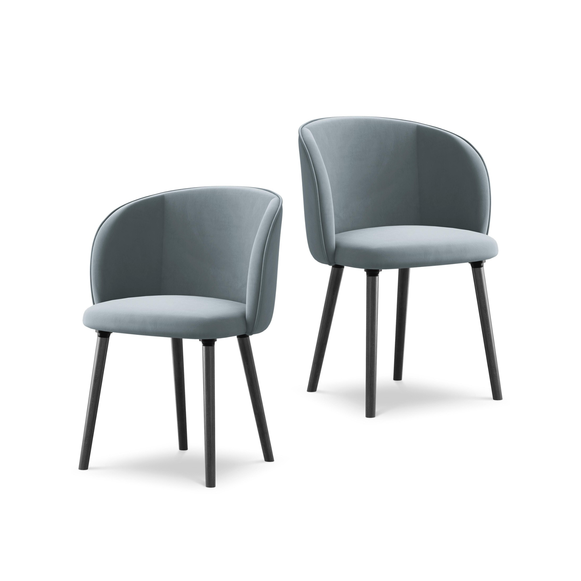 Velvet Chair MAIA Light Blue with Black Oak Base