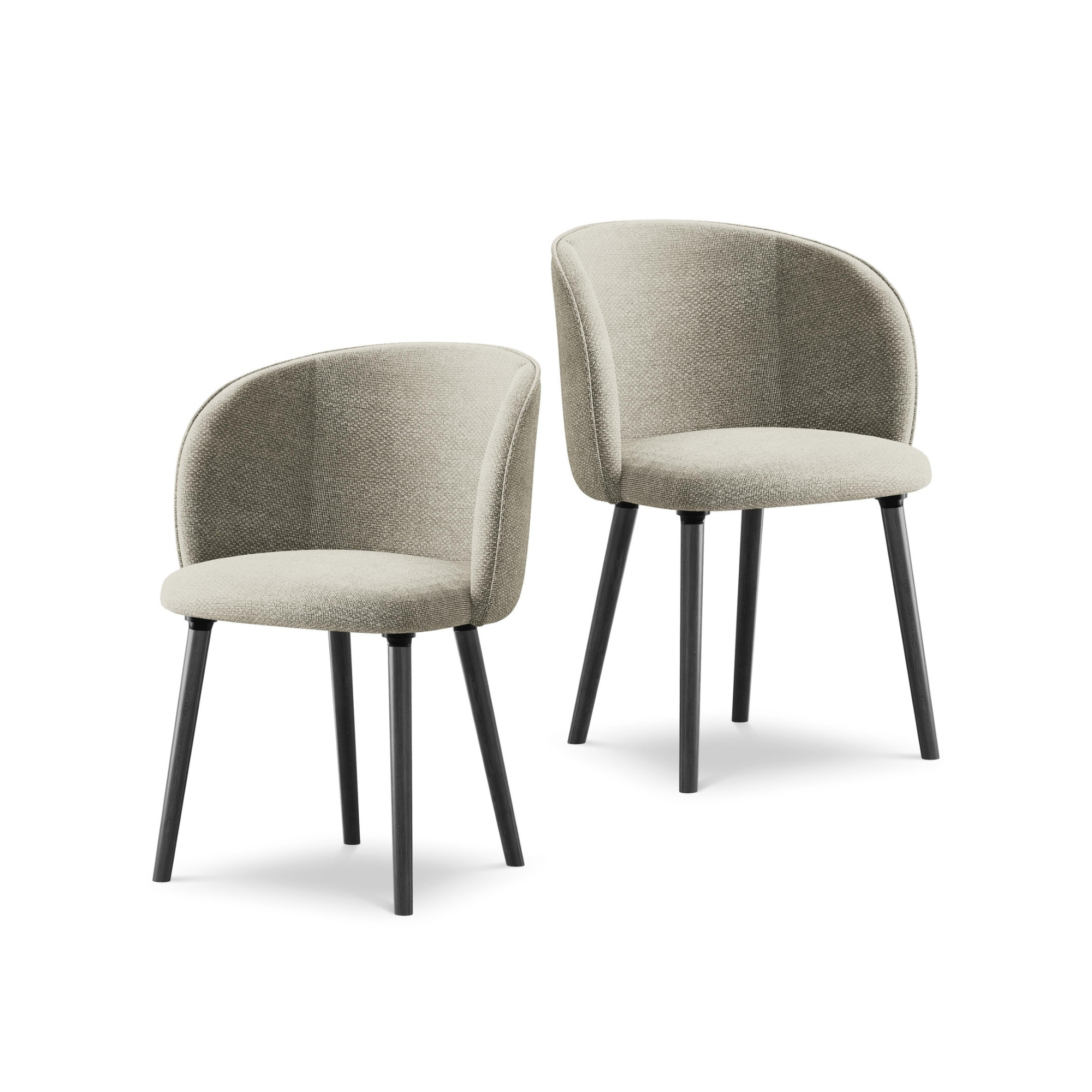 Stuhl MAIA taupe Boucle mit schwarzem Eichenfuß