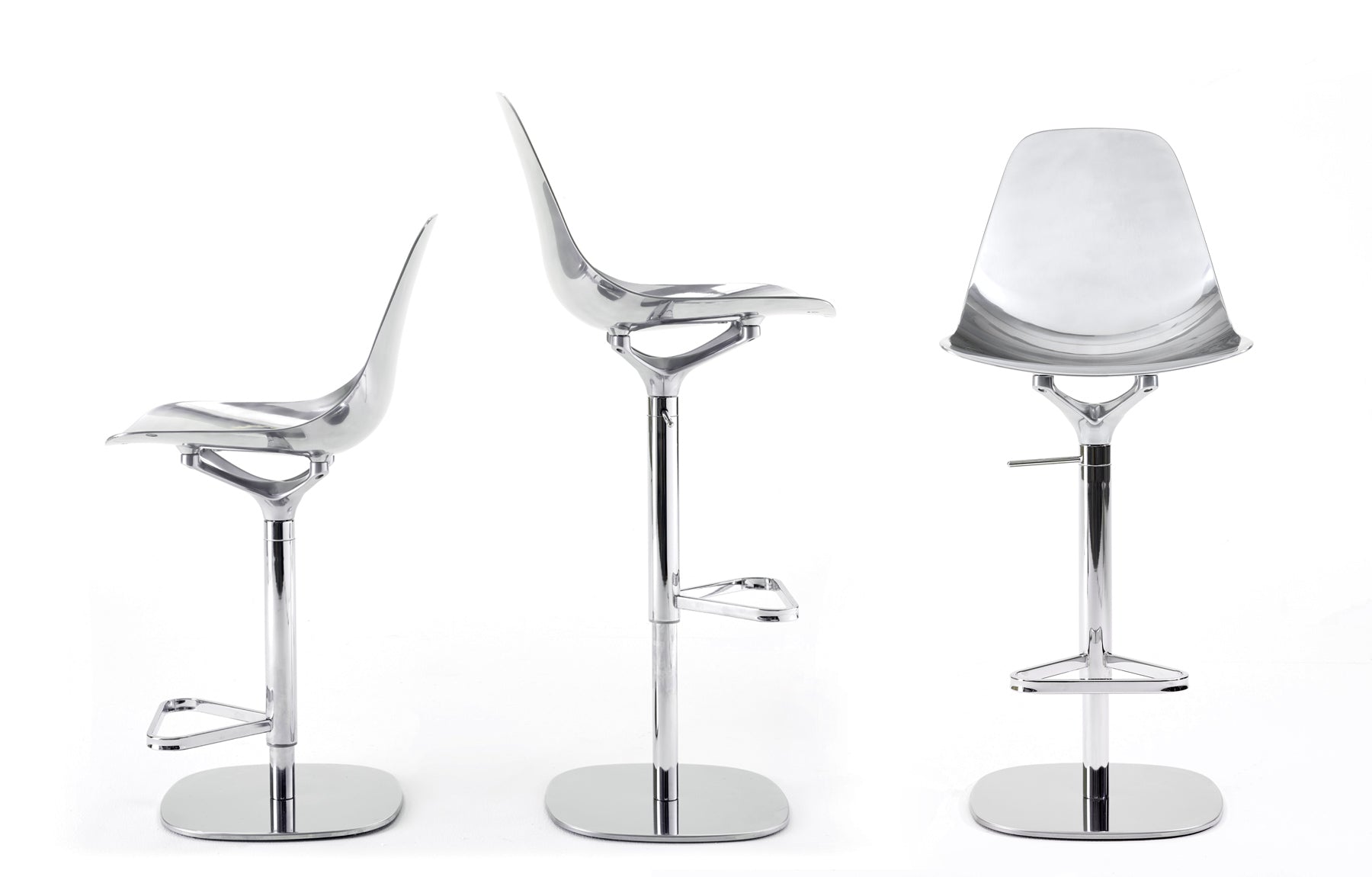 Höhenverstellbarer Hocker MAMMAMIA aus poliertem Aluminium