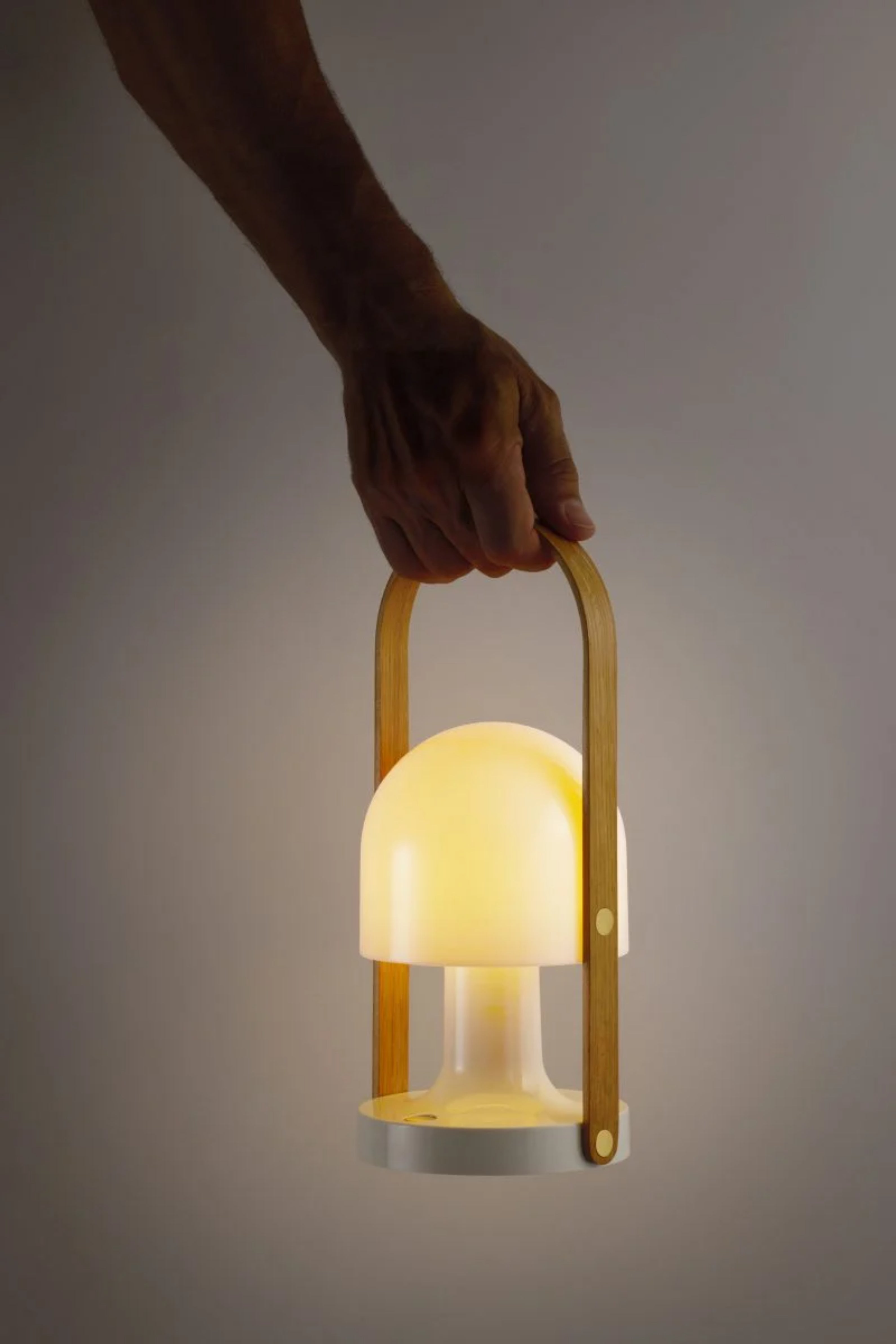 FOLLOWME Portable Lamp in White with Brown