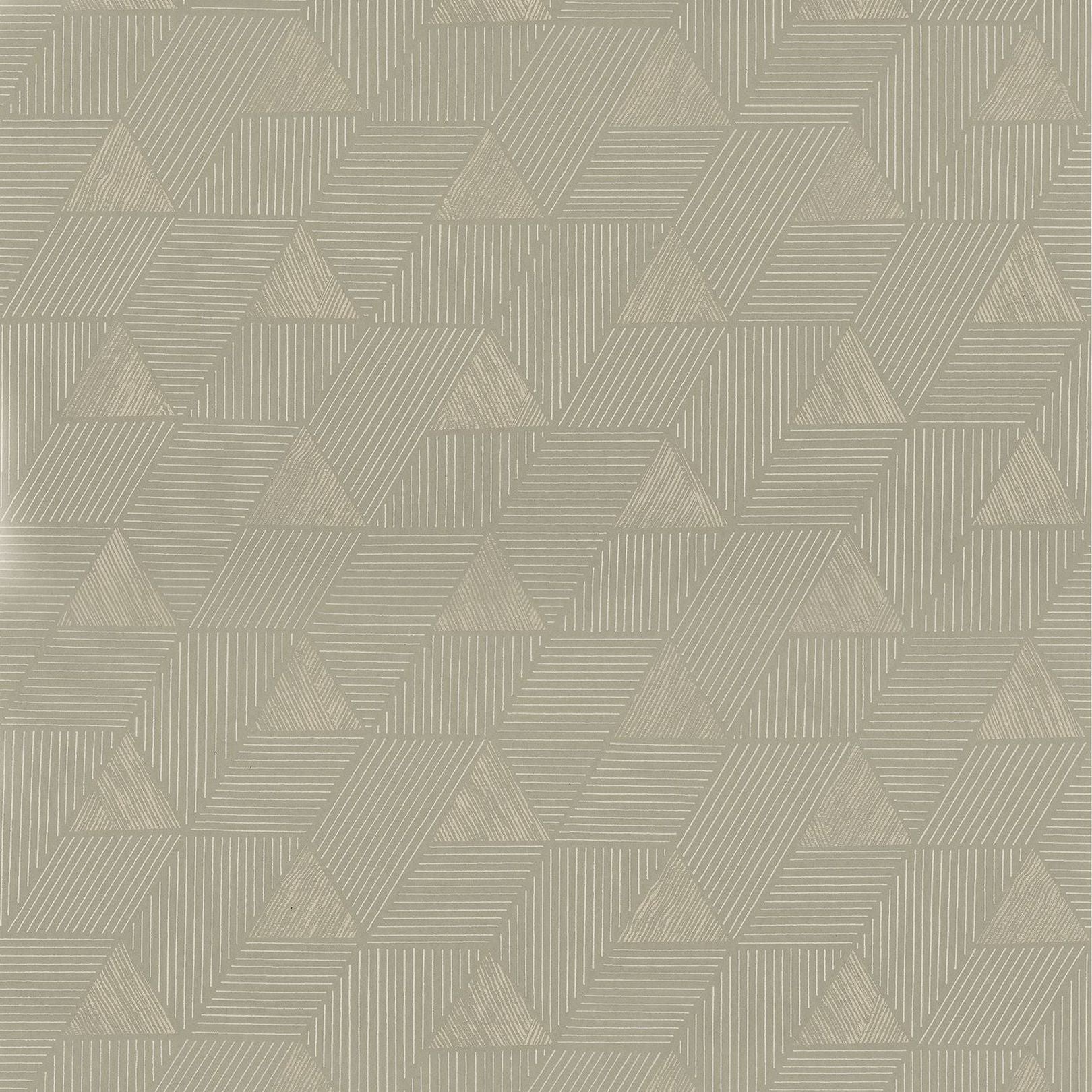 Structural wallpaper with geometric pattern MÉROÉ - VERT CENDRE/DORE beige-gold