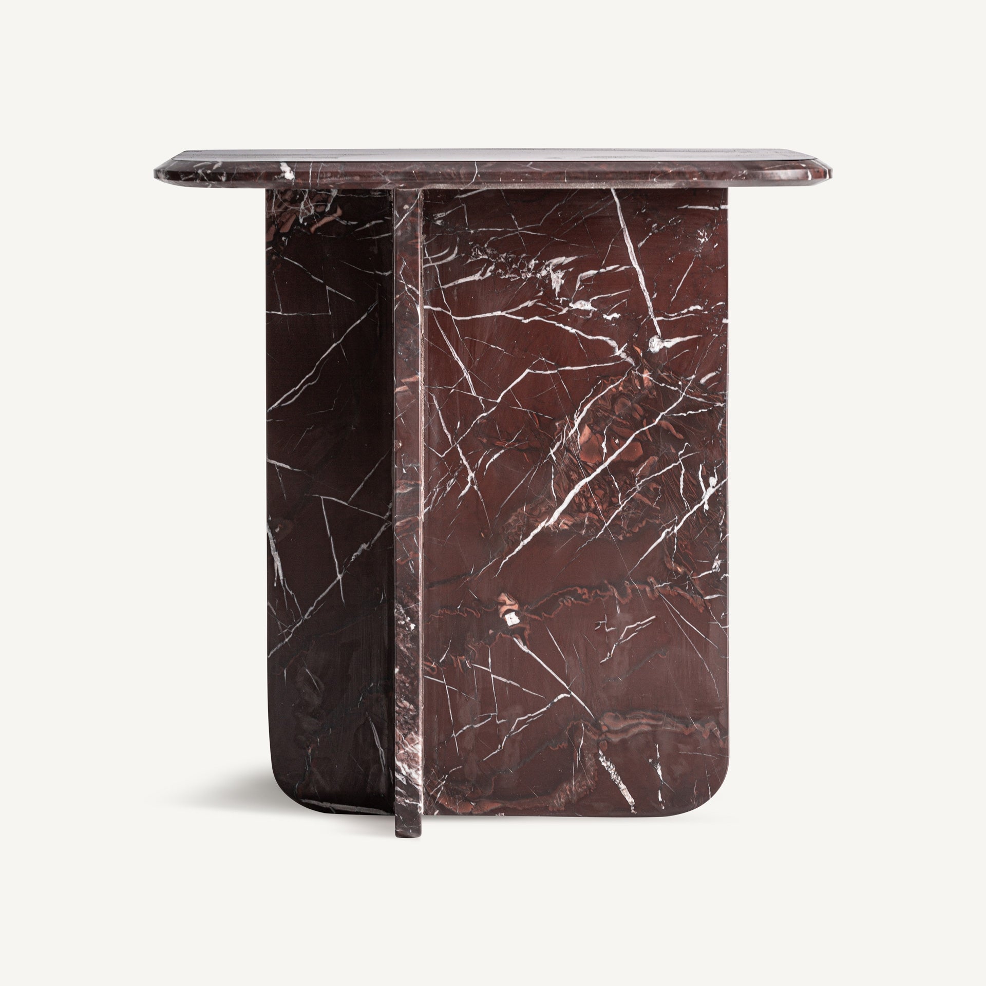 BOURG Side Table in Burgundy Marble