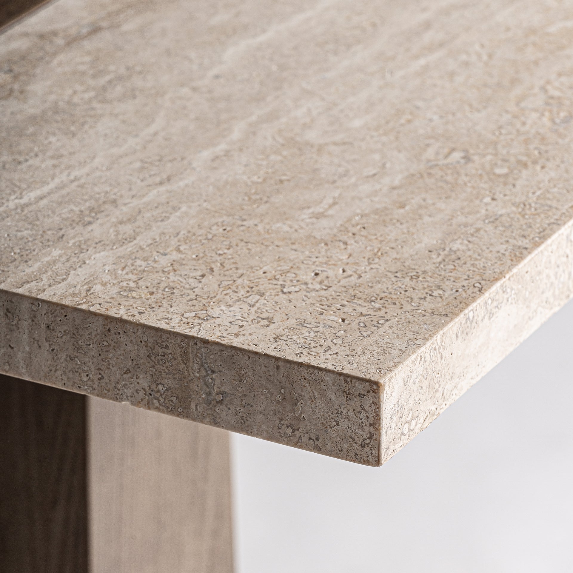 KARPACZ Bar Table in Oak Wood with Travertine
