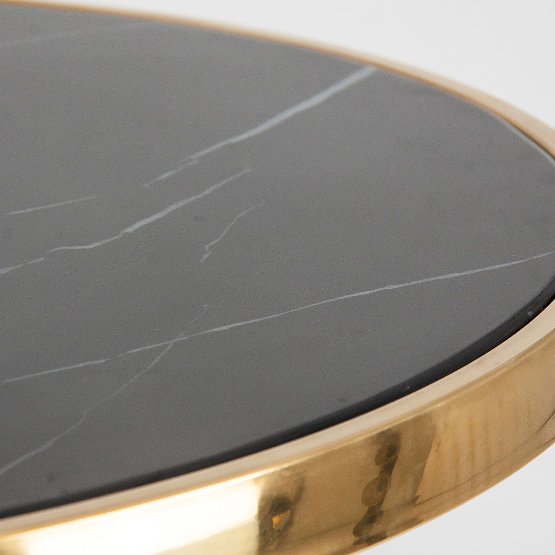Runder Bar Tisch THAN schwarz mit Gold