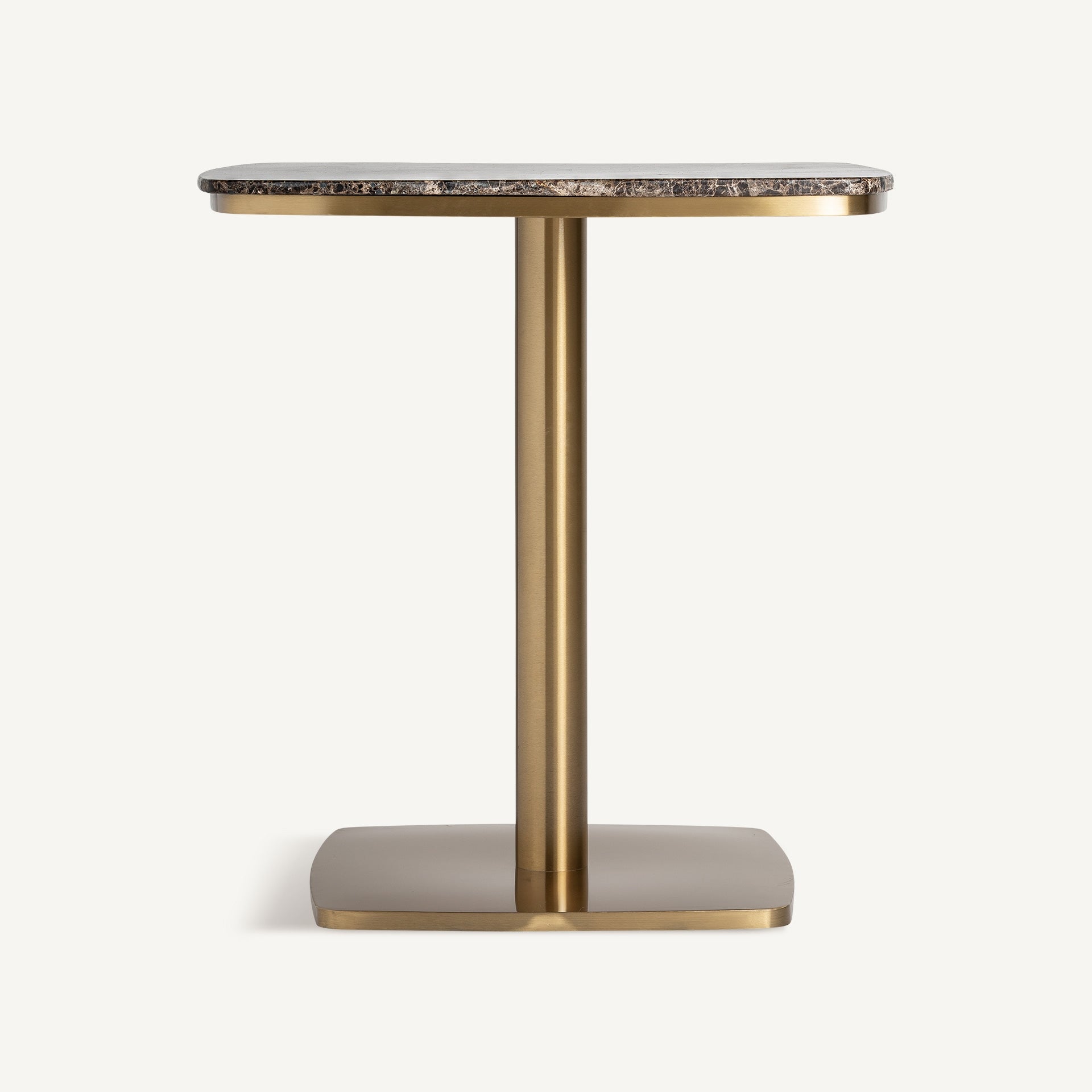 VALREAS Brown Marble Bar Table with Gold Base
