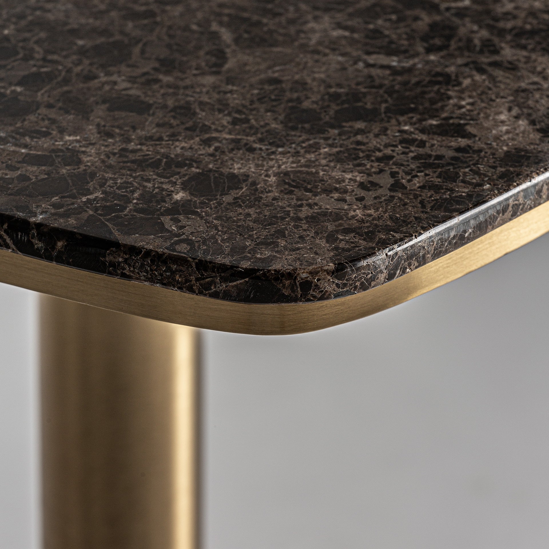 VALREAS Brown Marble Bar Table with Gold Base