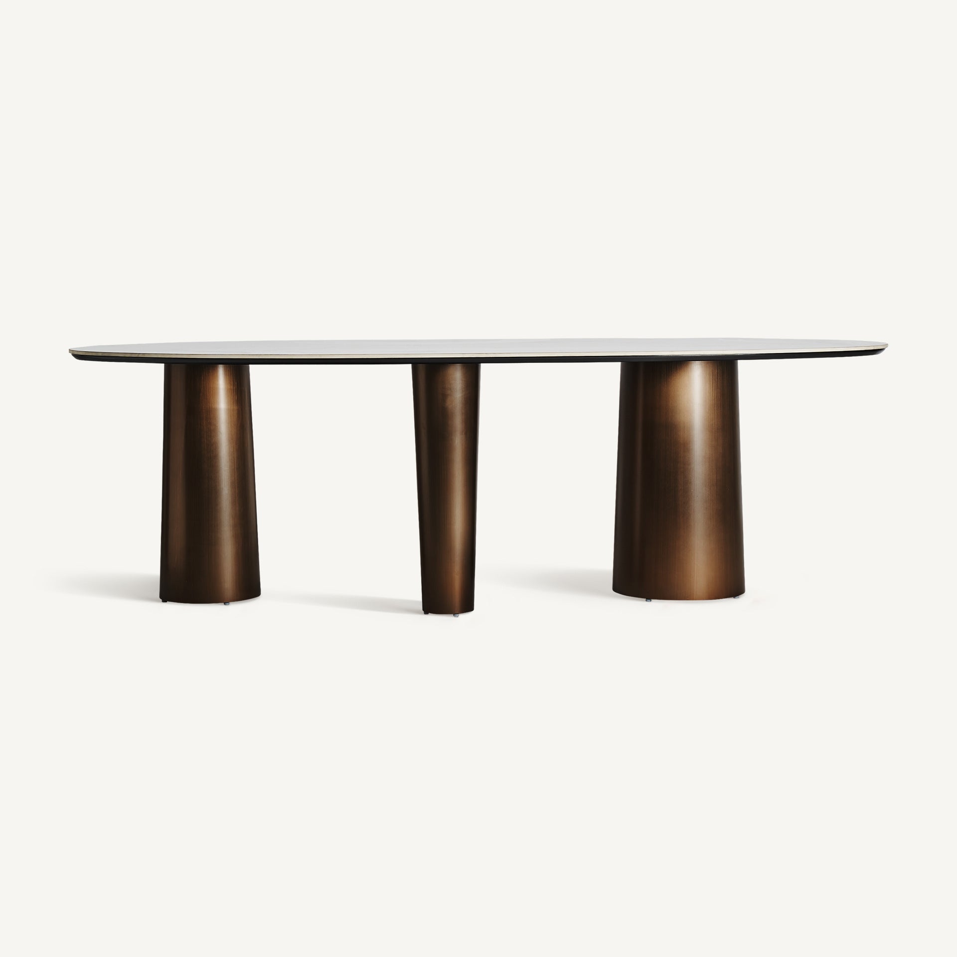 LAGGAN Table Porcelain Stone with Brown Base
