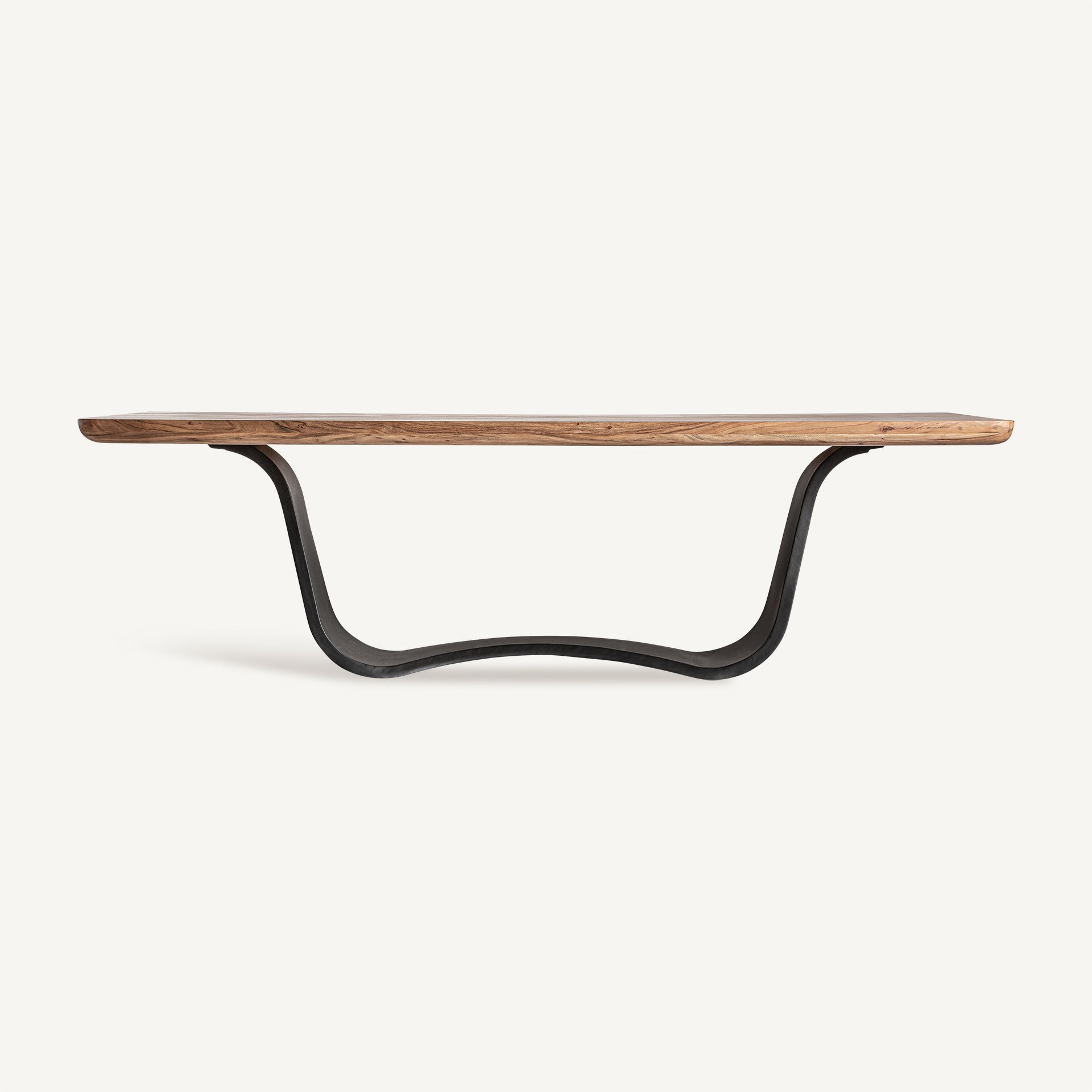 MULFINGEN Table in Acacia Wood with Black Metal Base