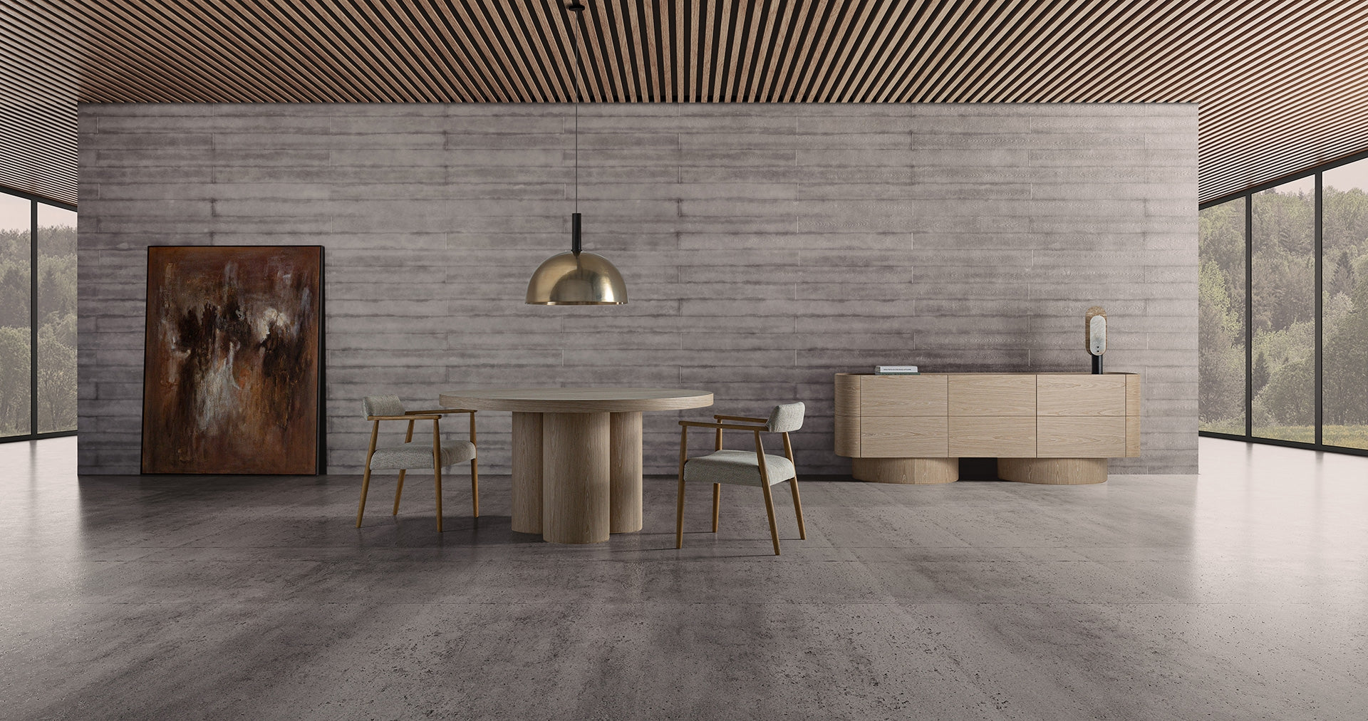 PRAYSSAC Round Table Oak Veneer