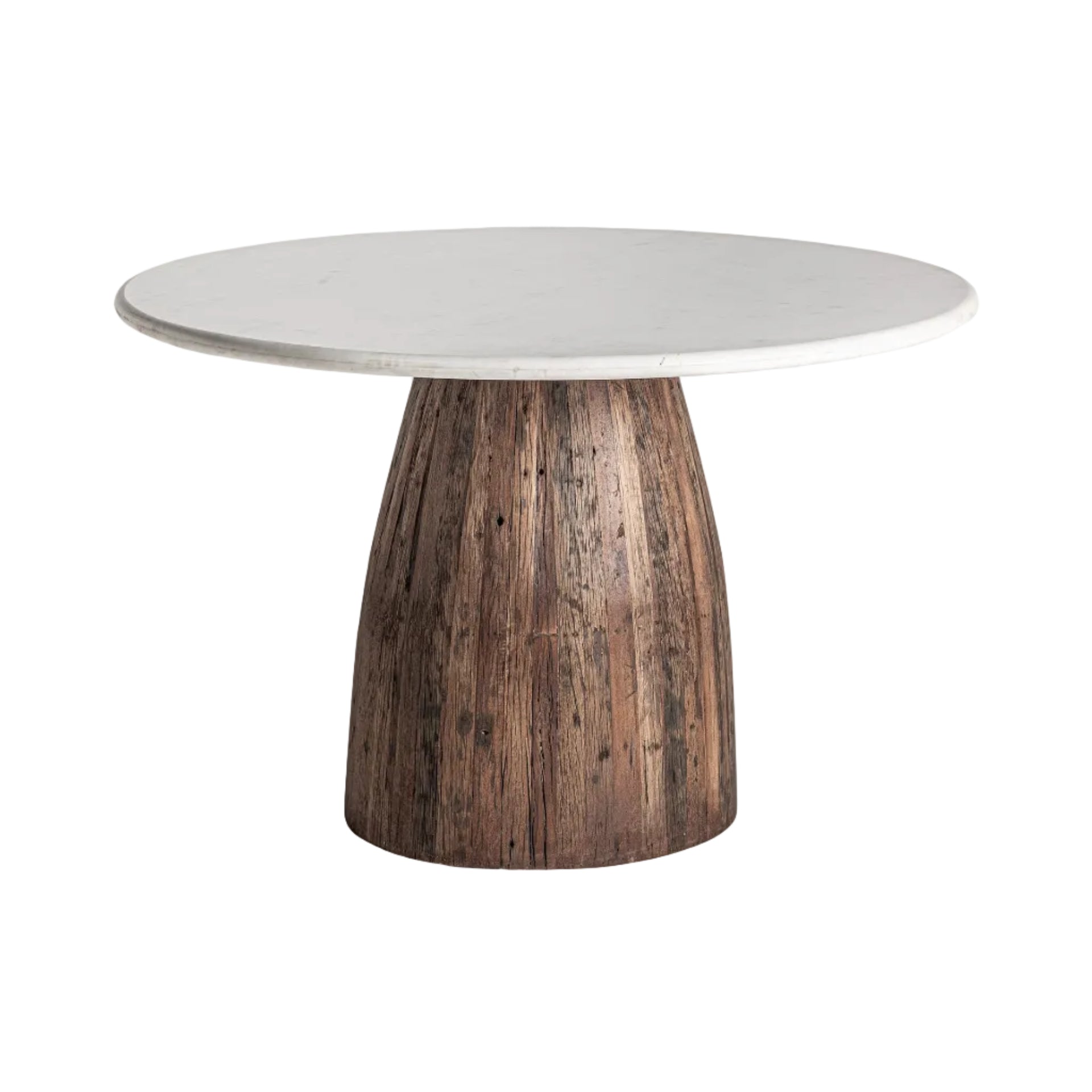 Round Table SKORUP Recycled Wood with Marble Top
