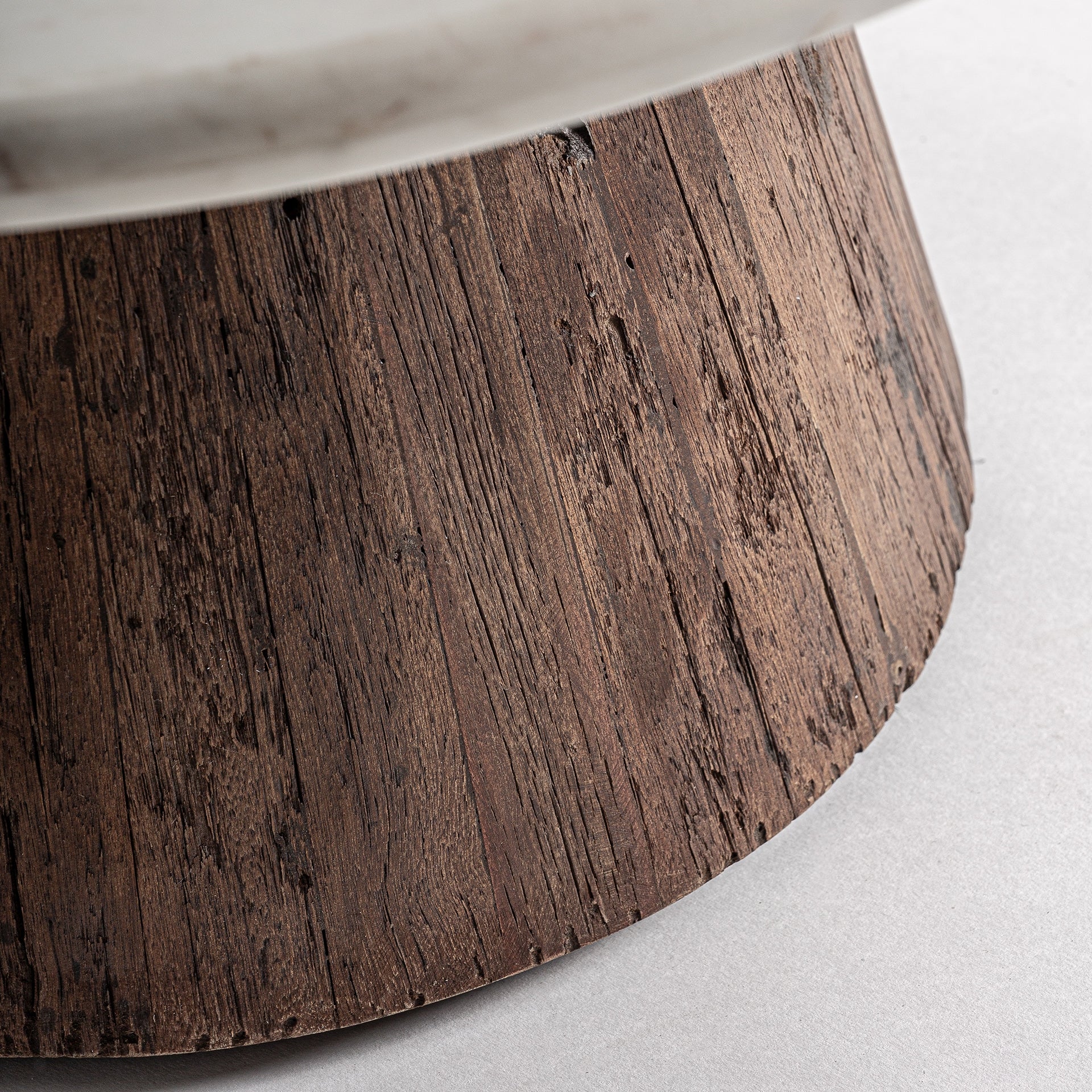 Round Table SKORUP Recycled Wood with Marble Top