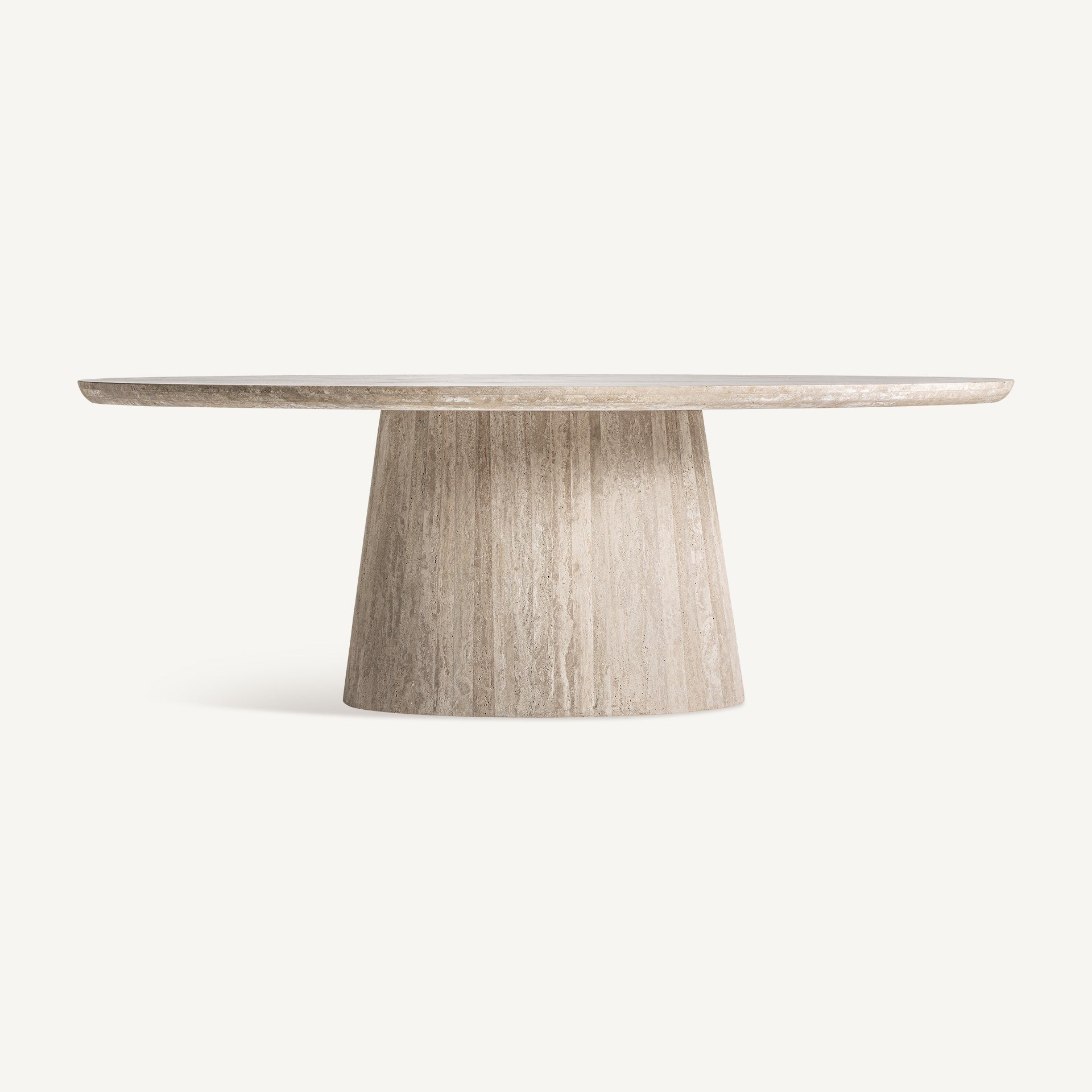 Oval Table THIENNES Broken White Travertine
