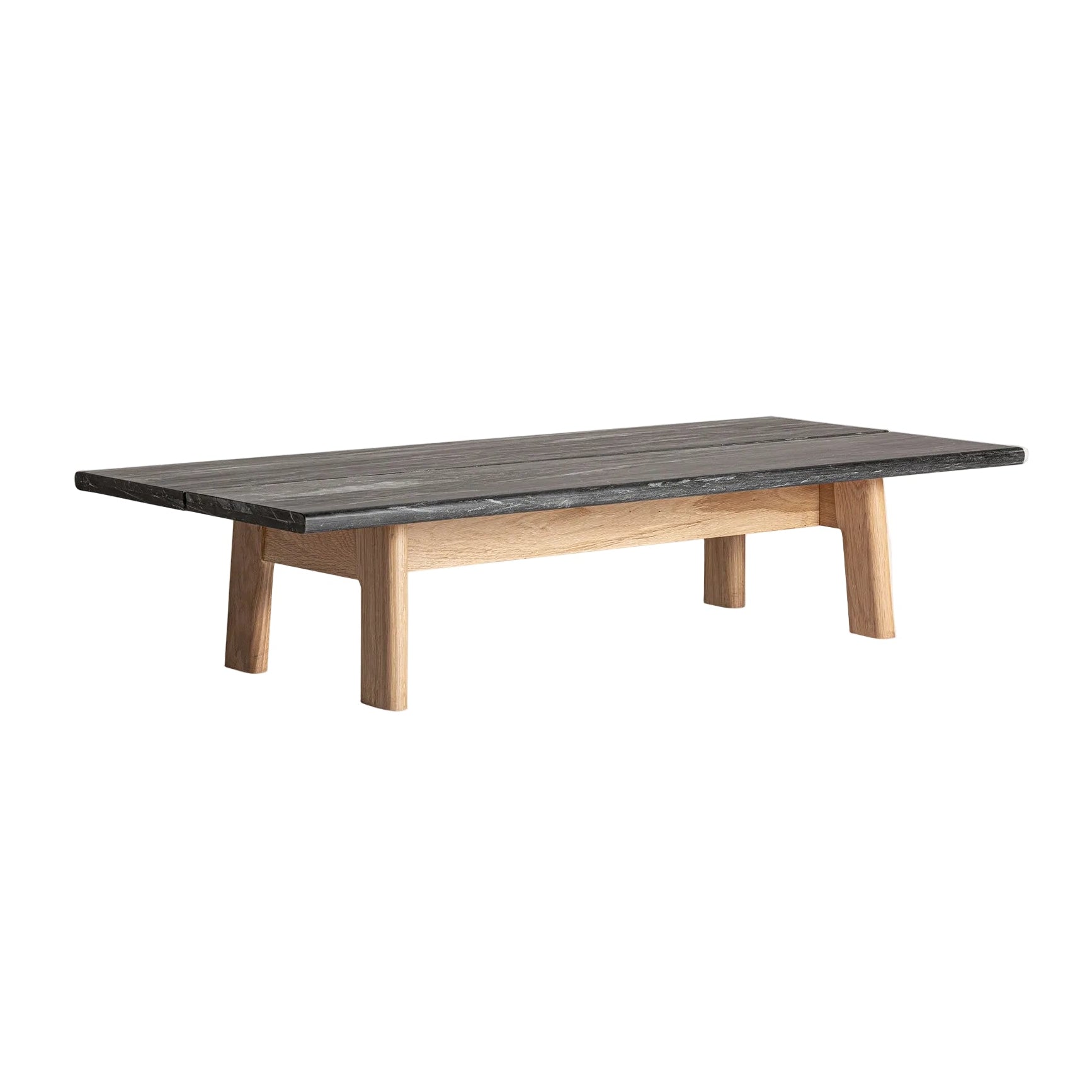 NARA Coffee Table in Oak Wood with Black Marble Top