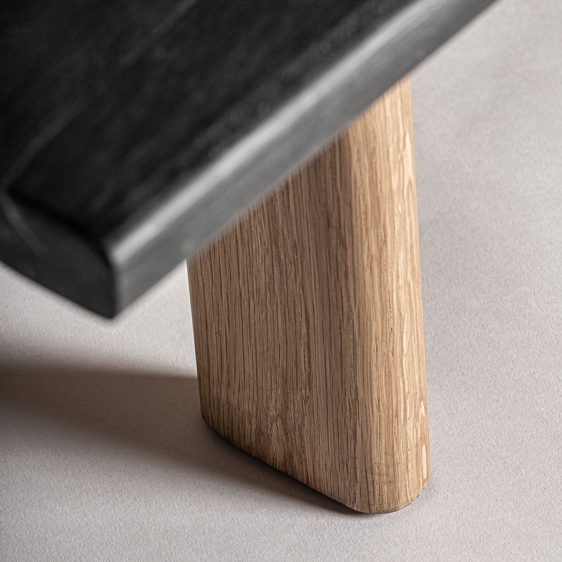 NARA Coffee Table in Oak Wood with Black Marble Top