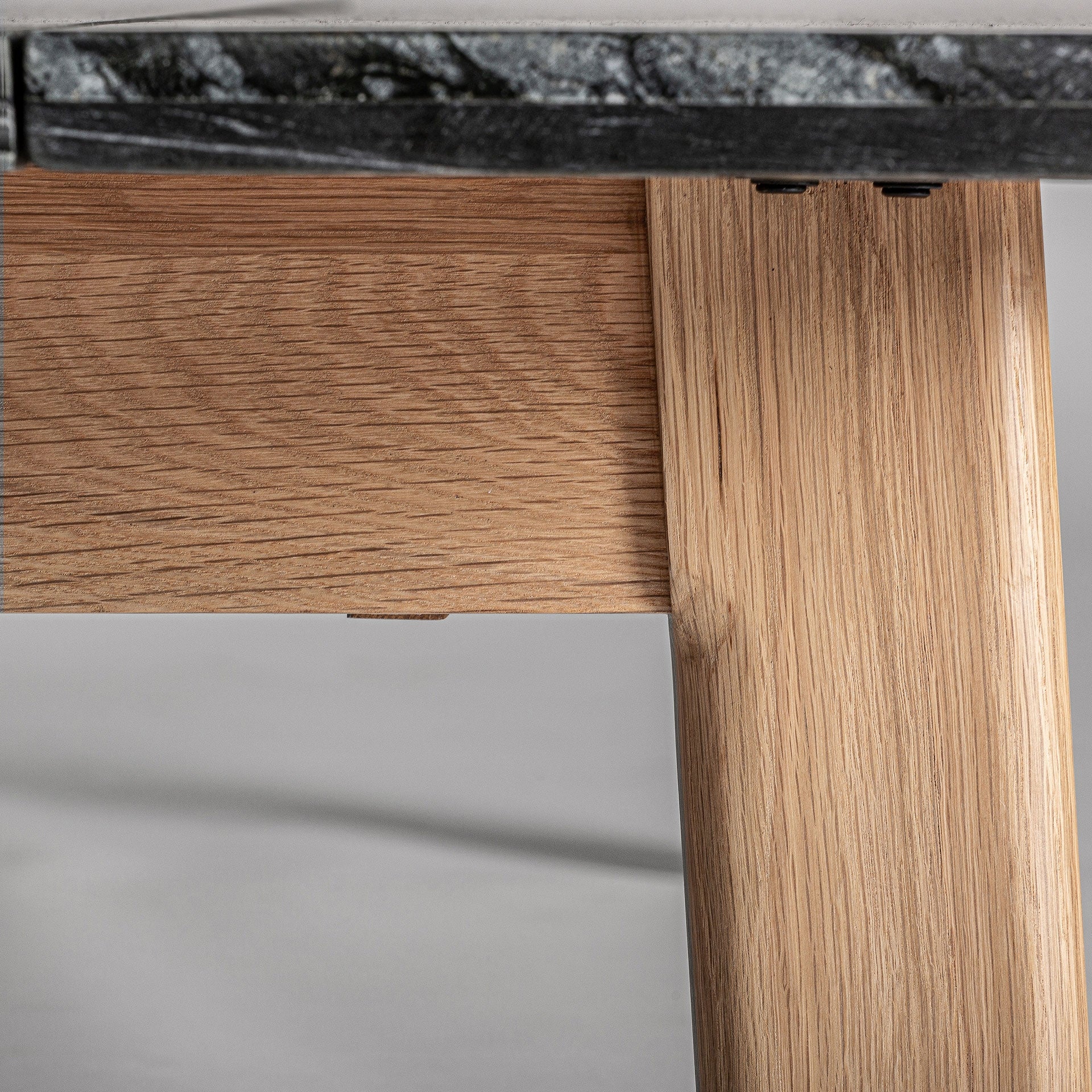 NARA Coffee Table in Oak Wood with Black Marble Top