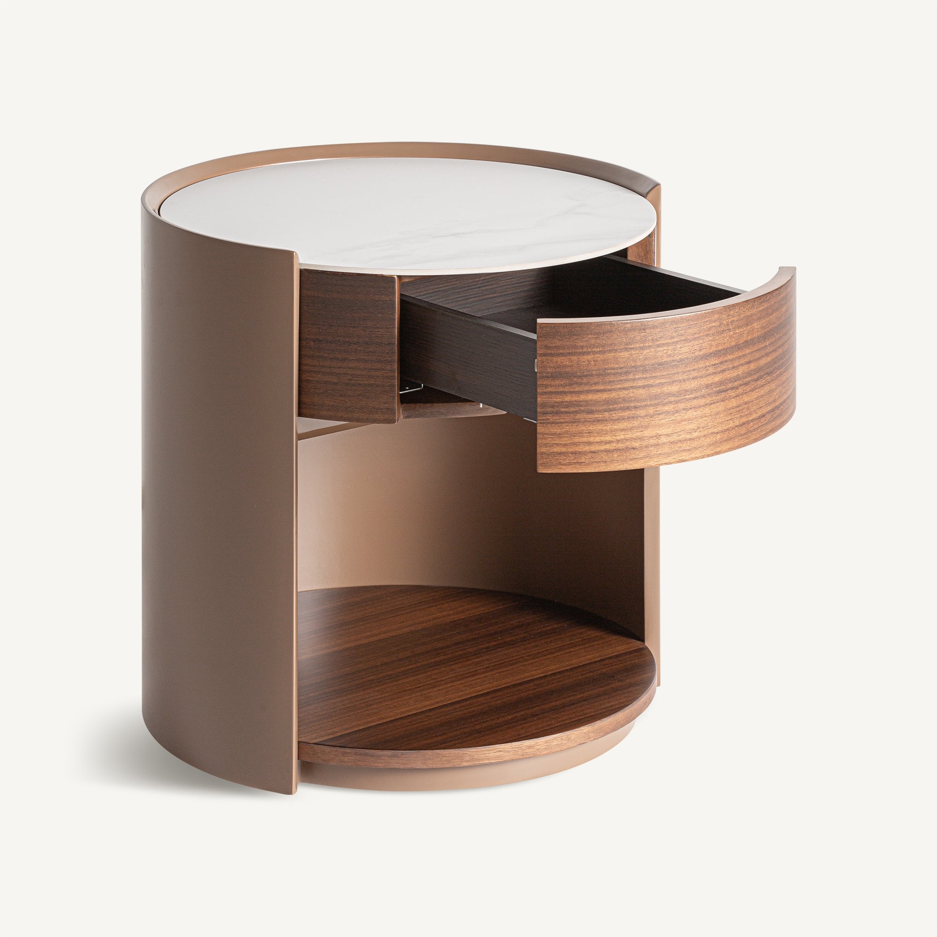 GISWIL Nightstand with Eucalyptus Veneer and Beige Finish