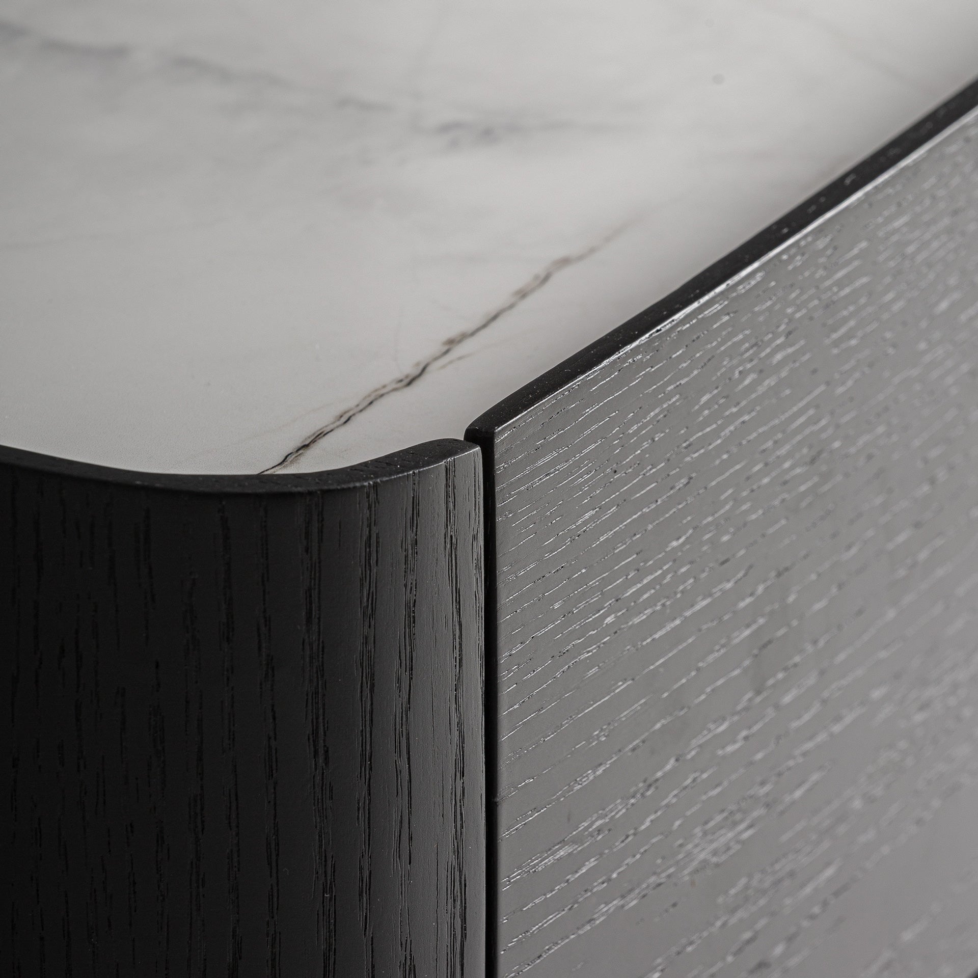 HAESA Nightstand Black Oak Veneer with White Top