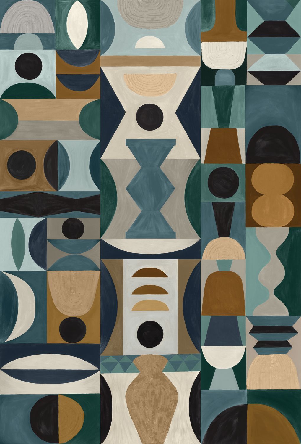 Wandbild mit geometrischem Muster MODELAGE - BLAU/SELEDIN blau mit seledin