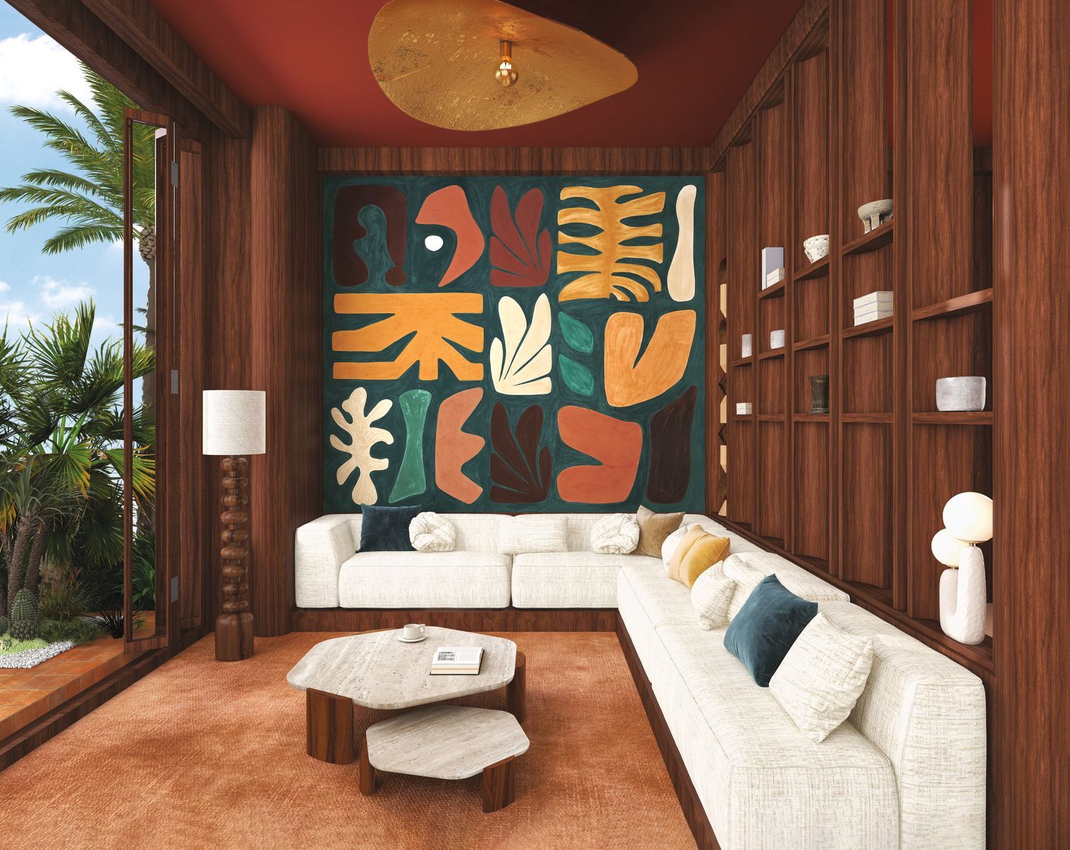 Mural with Abstract Pattern JORGE Beige