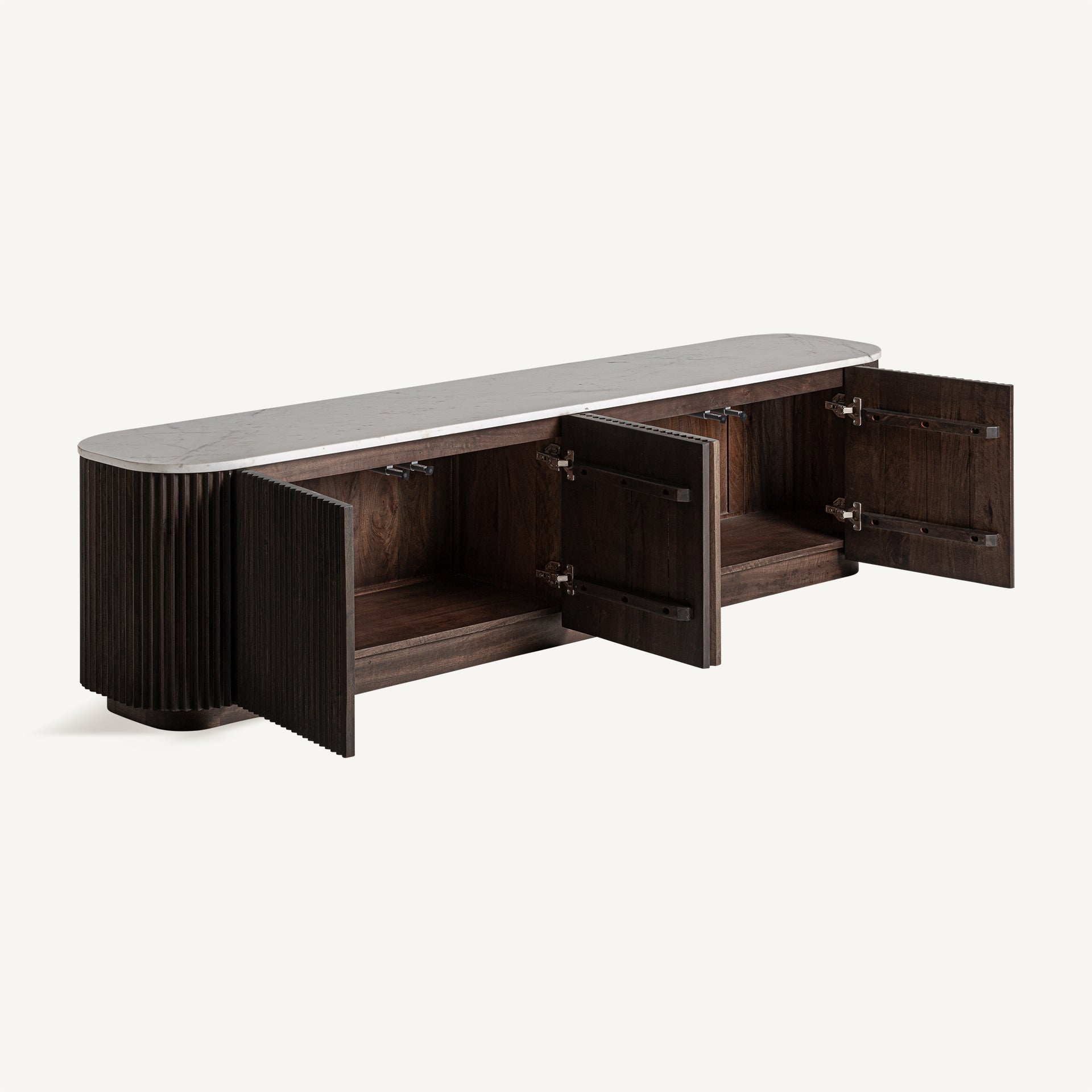 RTV-Sideboard CENVES aus Mangoholz mit Marmorplatte