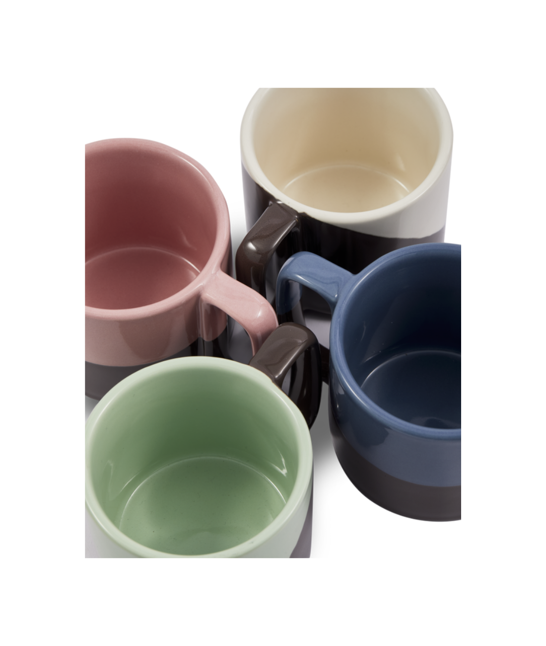 Colorful STACKING mug set with dark gray