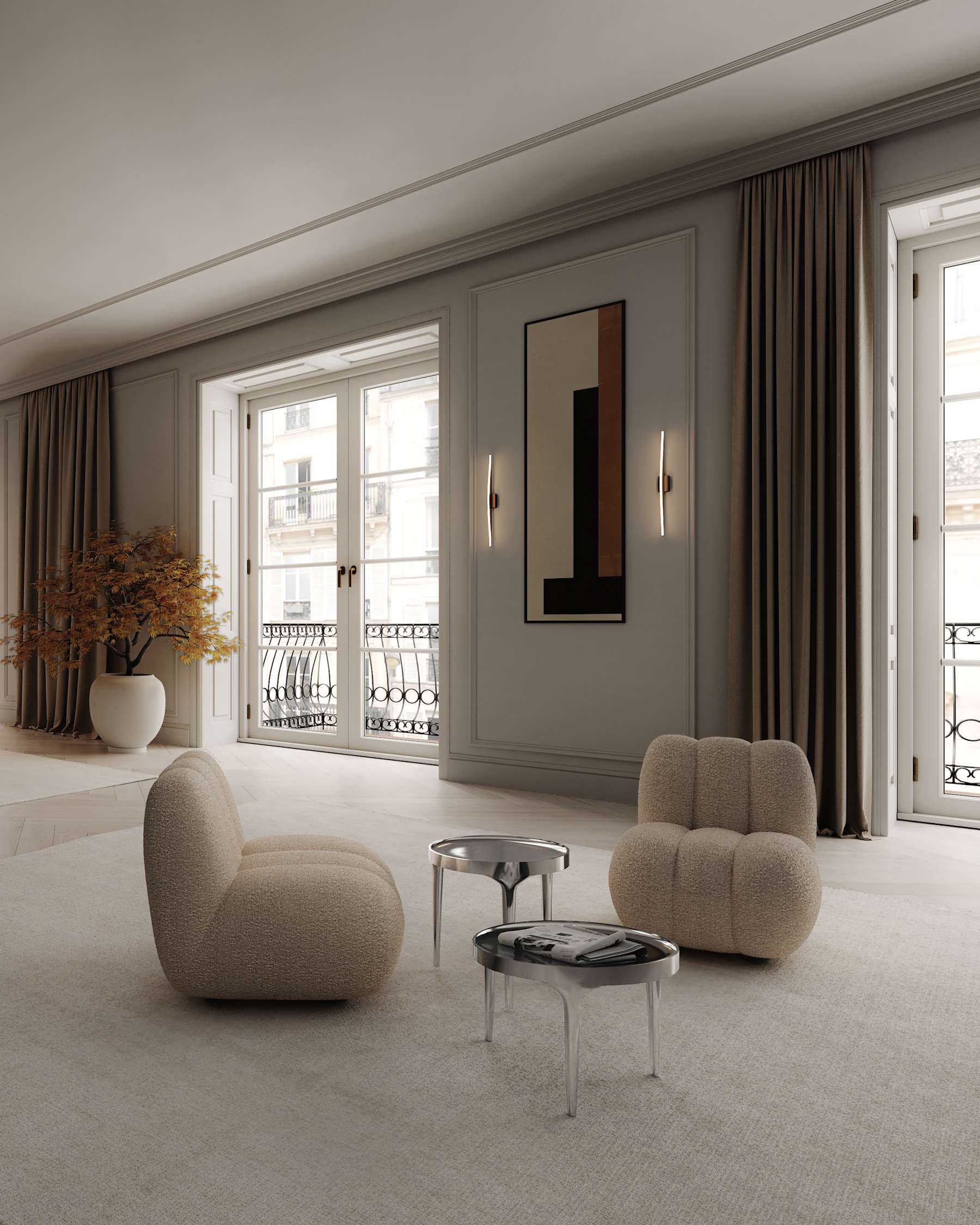 TOE Sessel beige Bouclé