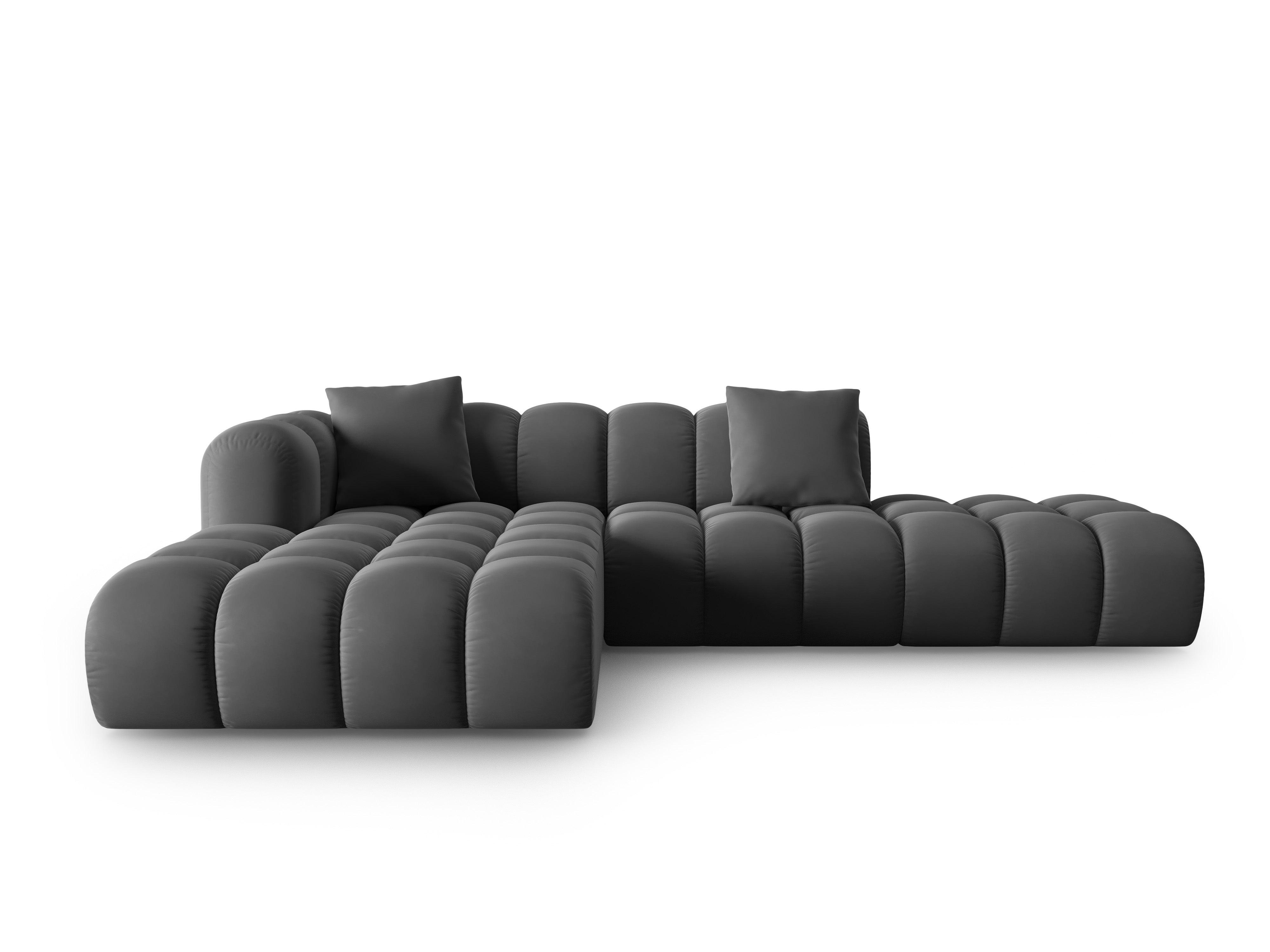 Narożnik aksamitny 5-osobowy lewostronny HALLEY szary Windsor & Co    Eye on Design