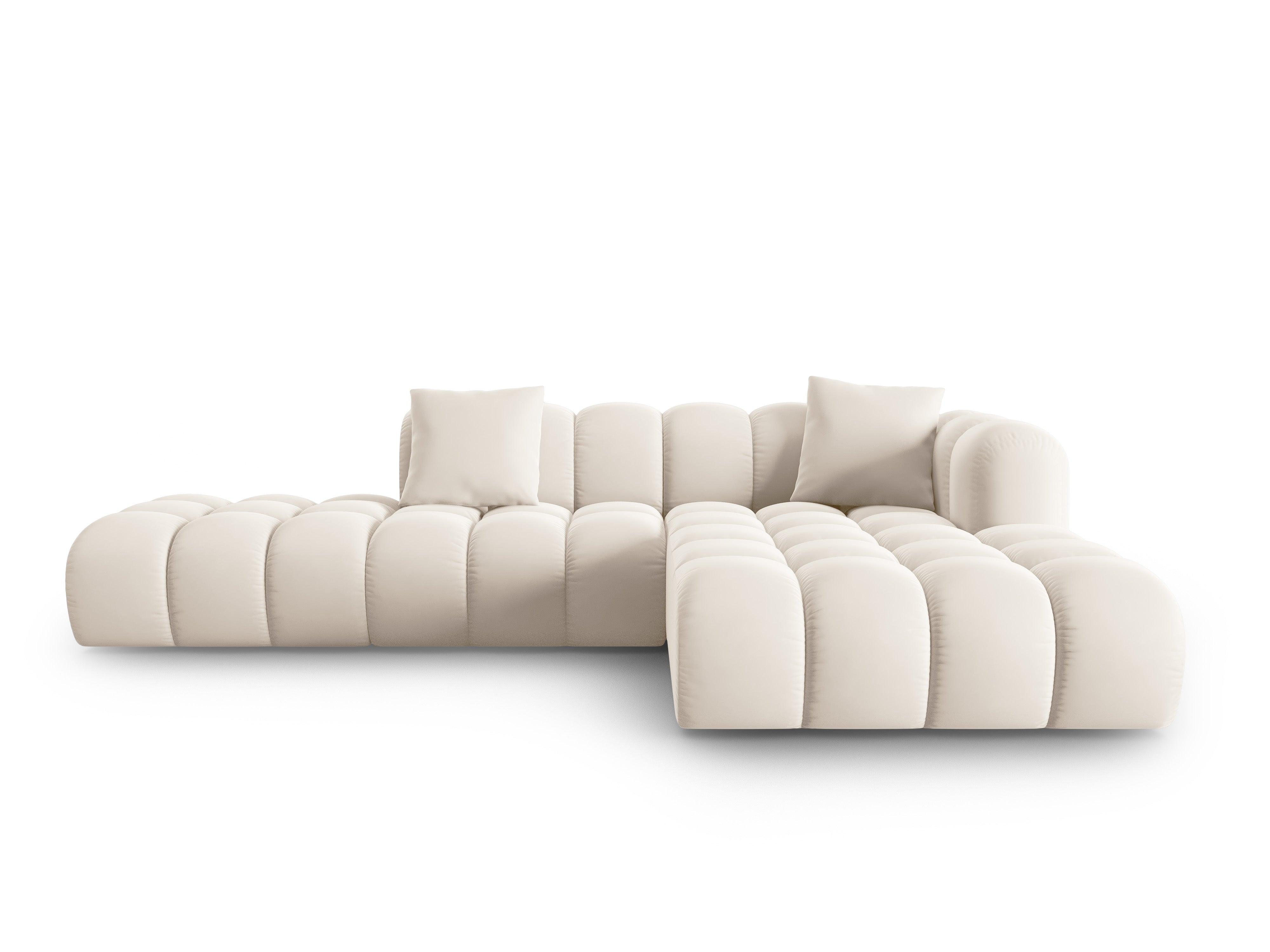 Narożnik aksamitny 5-osobowy prawostronny HALLEY jasnobeżowy Windsor & Co    Eye on Design