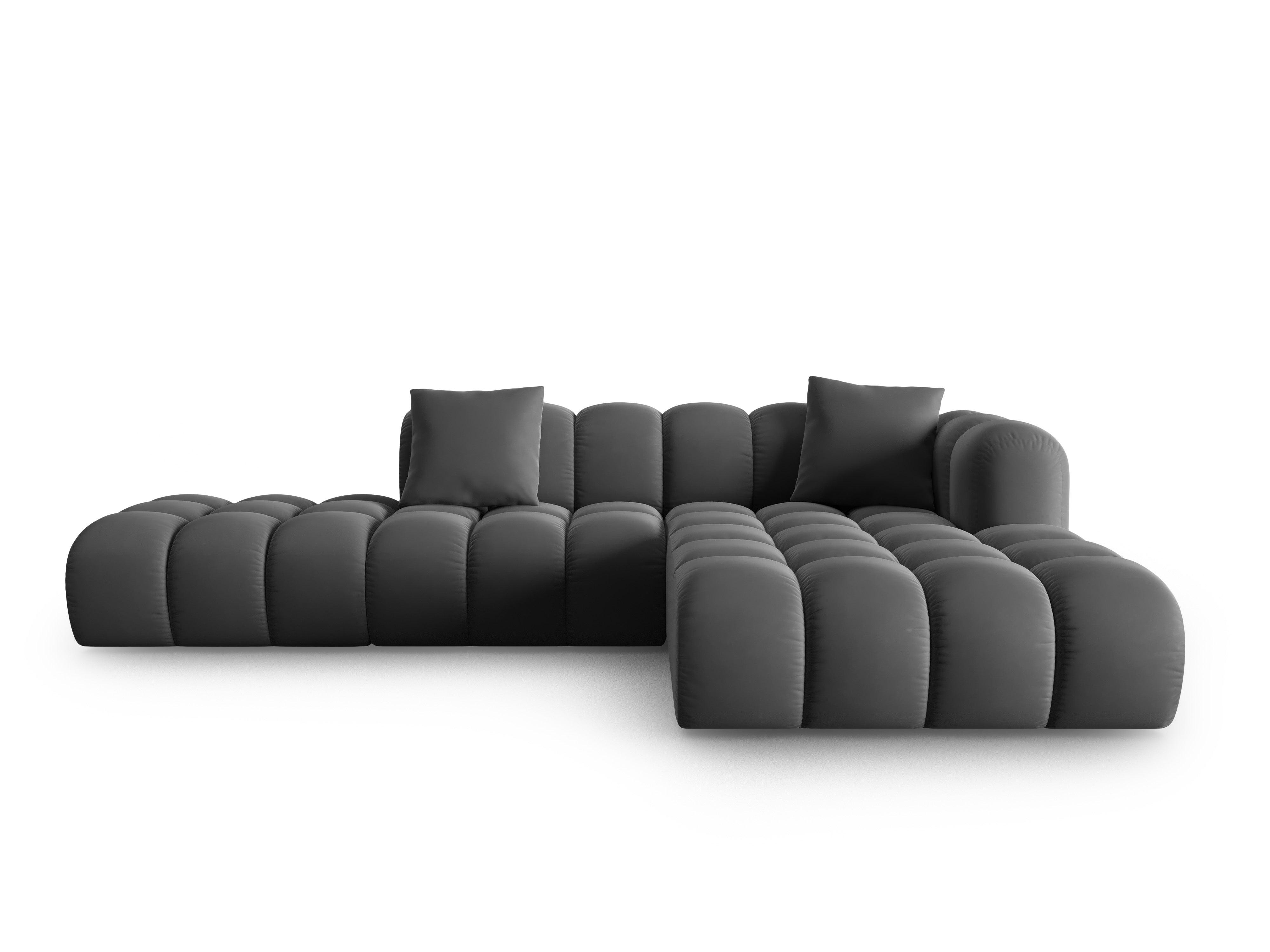 Narożnik aksamitny 5-osobowy prawostronny HALLEY szary Windsor & Co    Eye on Design