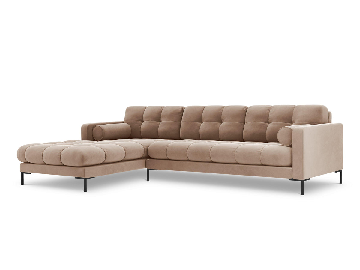 Velvet corner left -sided beige logs with a black base – Cosmopolitan ...