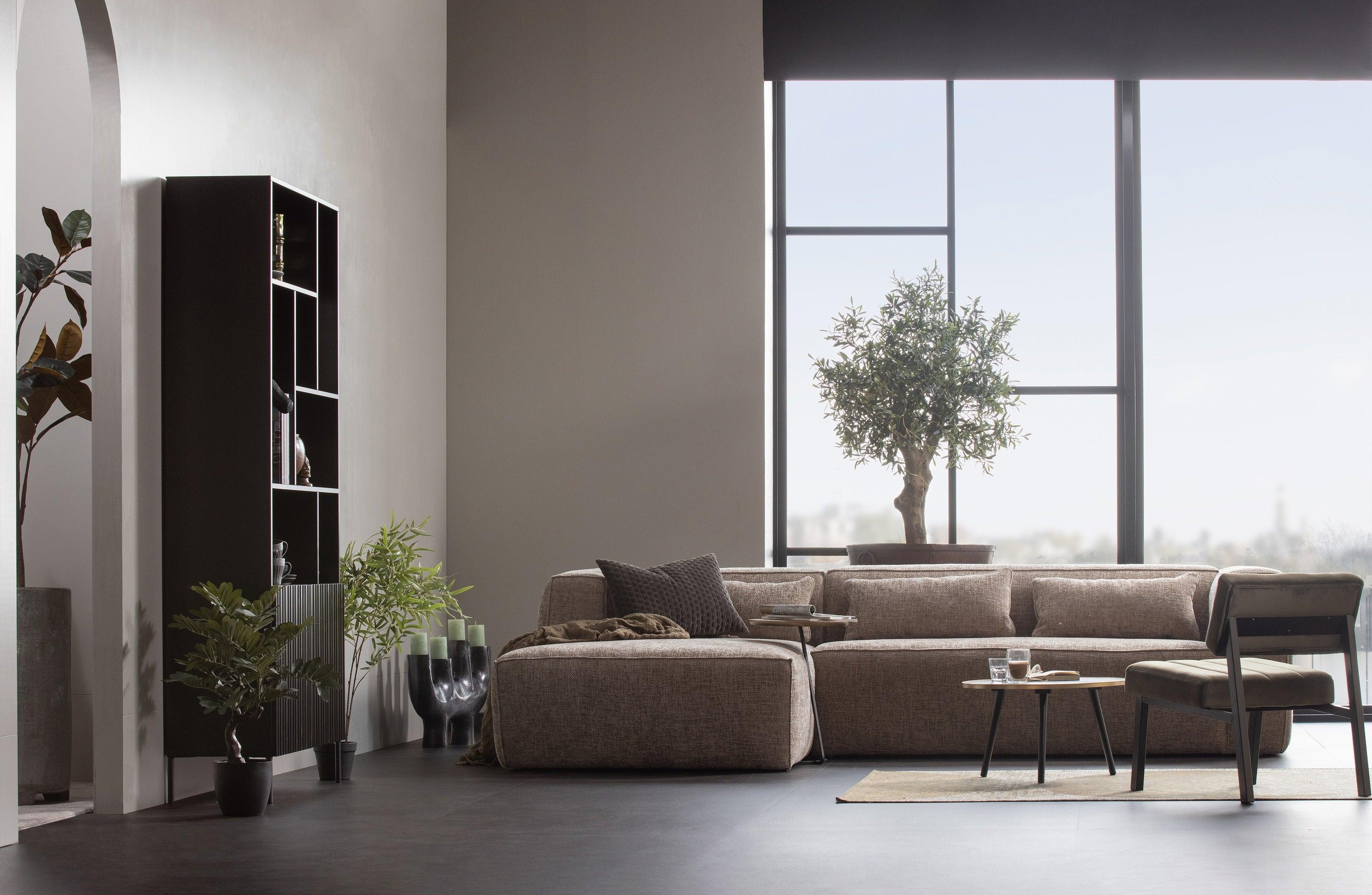 Right-facing BEAN corner sofa in moss green