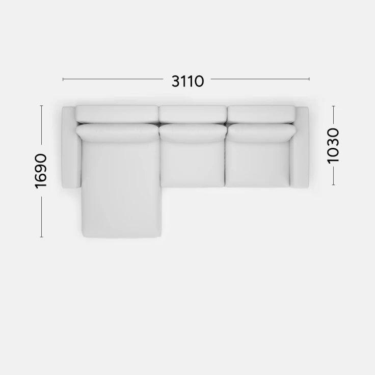 Narożnik lewostronny LENA Rosanero 311x103x169 cm Grupa 0  Eye on Design