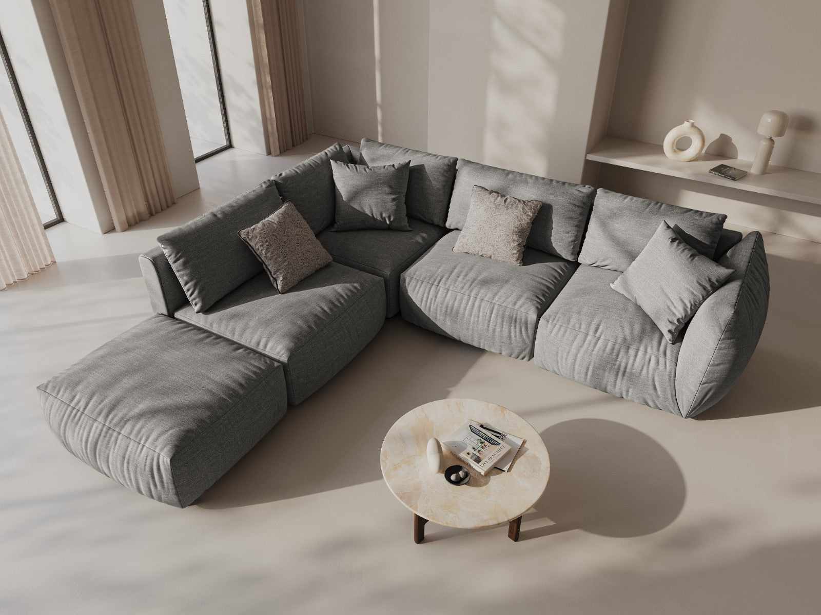 Puf CHRIS grauer Chenille