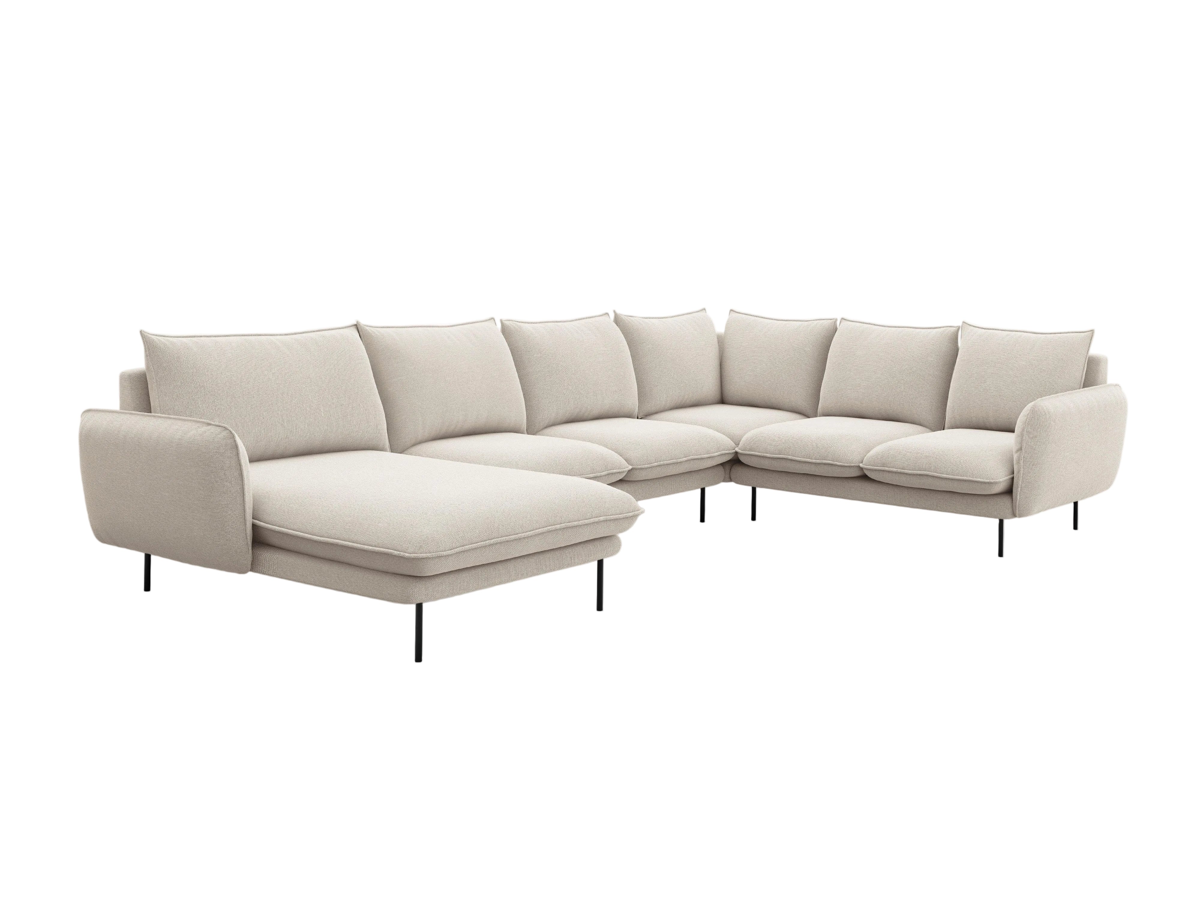 Narożnik prawostronny panoramiczny VIENNA piaskowy z czarną podstawą Cosmopolitan Design    Eye on Design